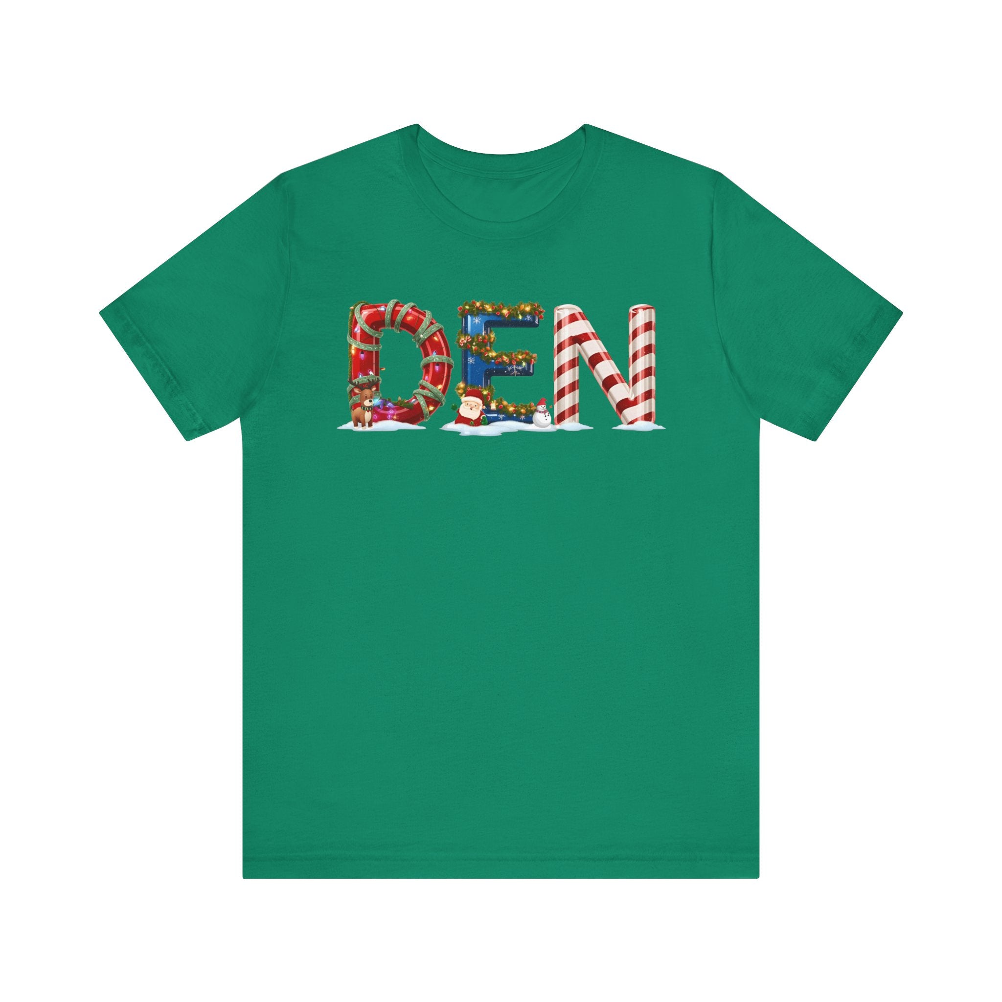 DEN Christmas Shirt – Festive Holiday Letter Art Tee | Christmas Gift | Bella Canvas 3001