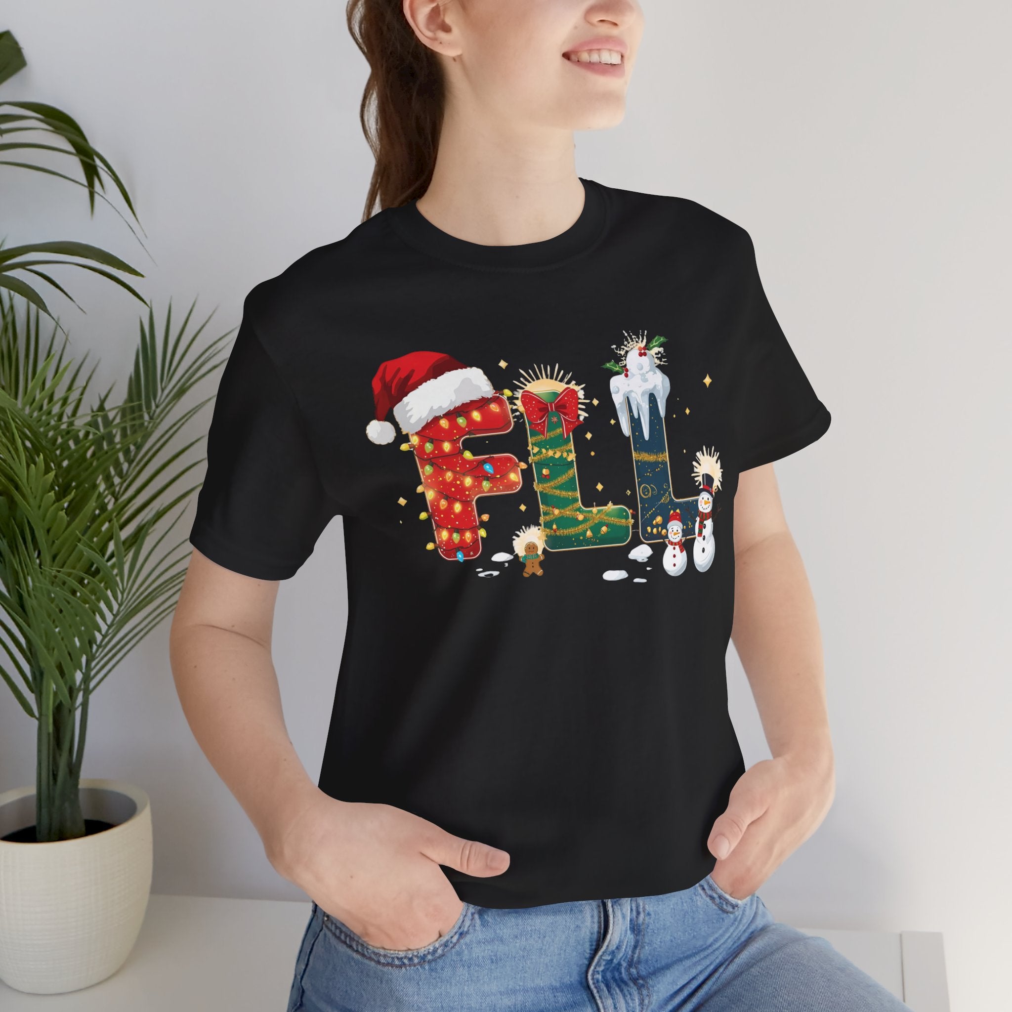 FLL Christmas Shirt – Festive Holiday Letter Art Tee | Christmas Gift | Bella Canvas 3001