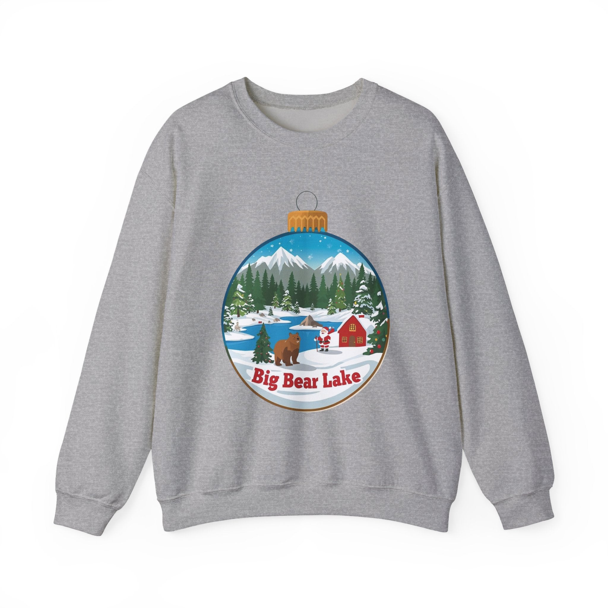 Big Bear Lake Christmas Sweatshirt – Santa Winter Ornament Cabin Crewneck | Cute Mountain Holiday Sweater | Santa & Bear Gift Shirt | Gildan 18000
