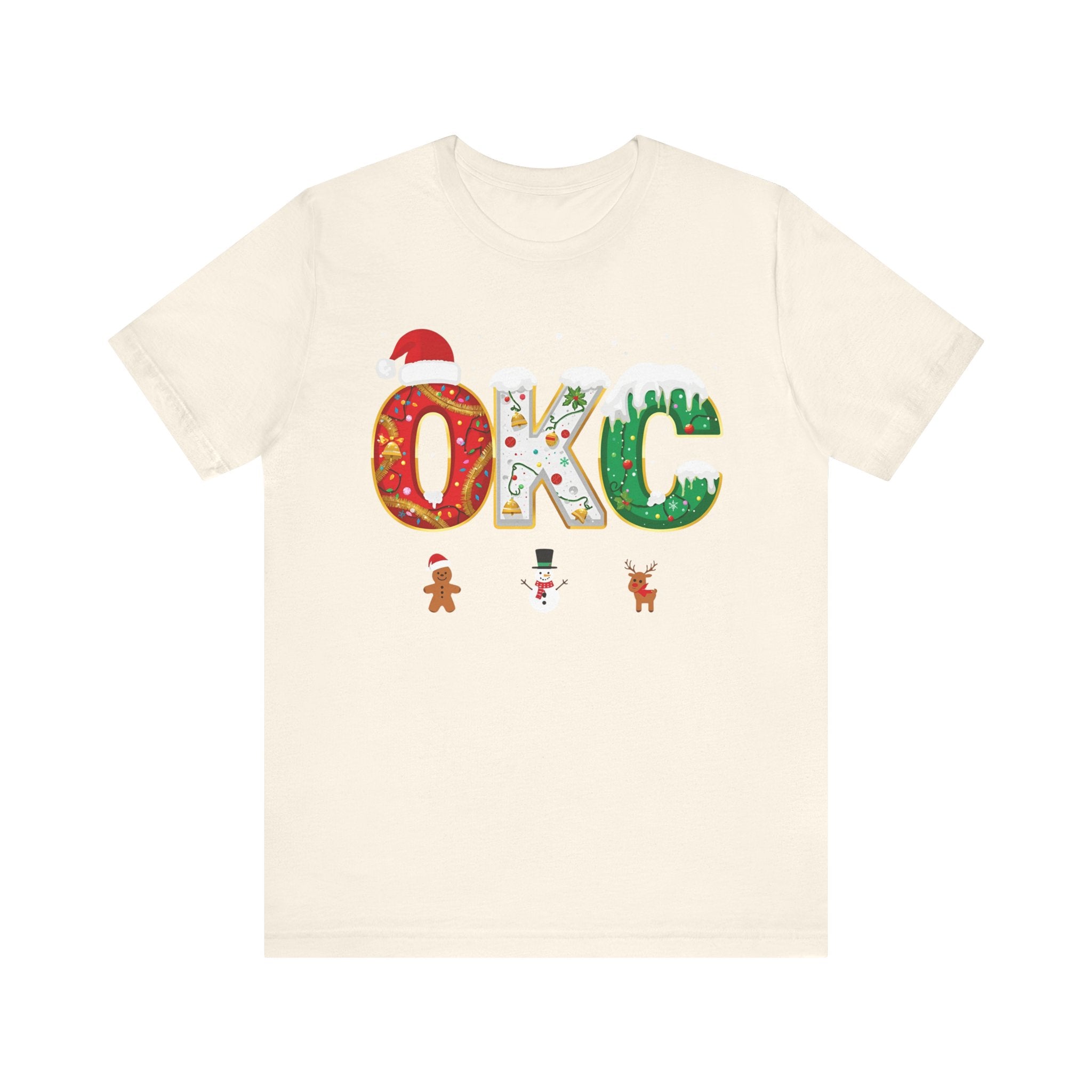 OKC Christmas Shirt – Festive Letter Art Tee | Christmas Gift | Bella Canvas 3001
