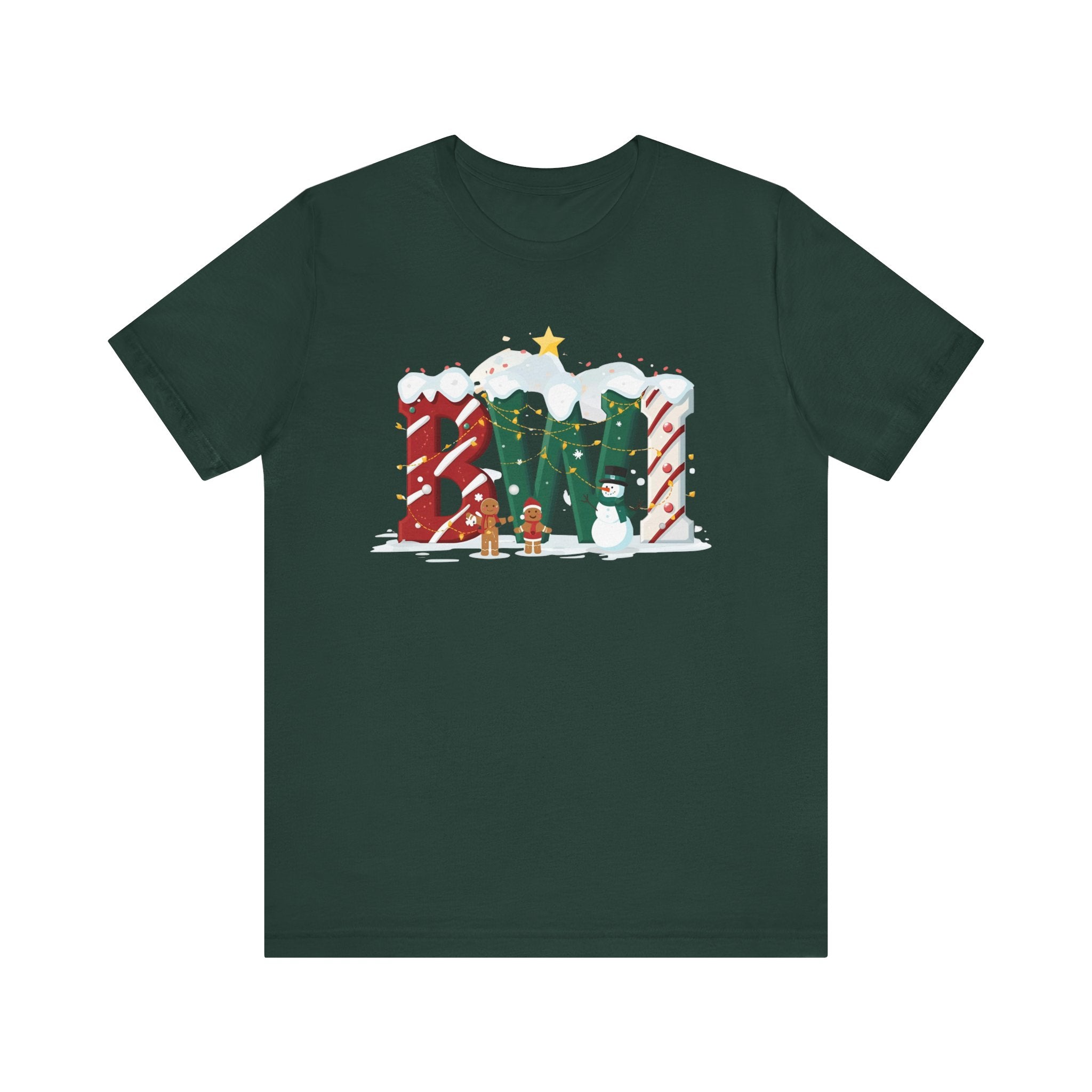 BWI Christmas Shirt – Festive Holiday Letter Art Tee | Christmas Gift | Bella Canvas 3001