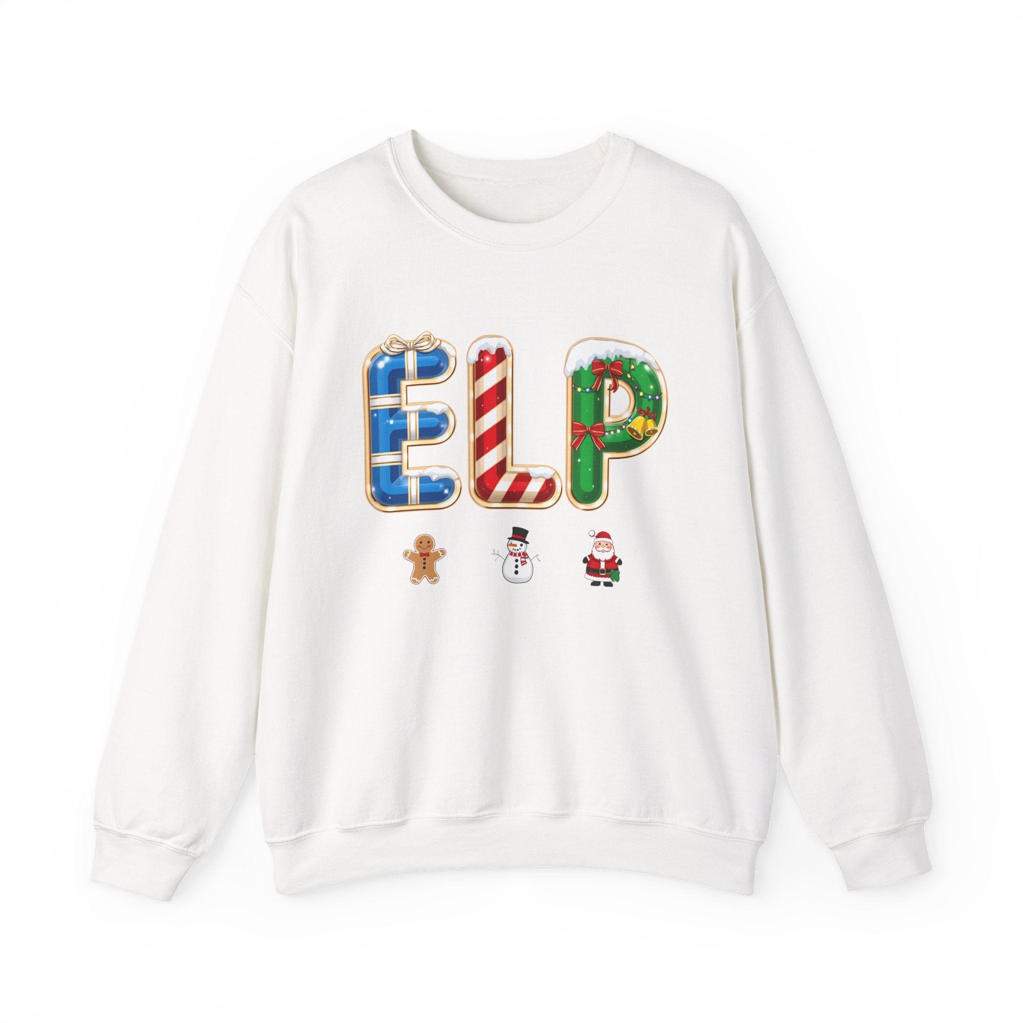 ELP Christmas Sweatshirt – Festive Holiday Letter Art Tee | Christmas Gift | Gildan 18000
