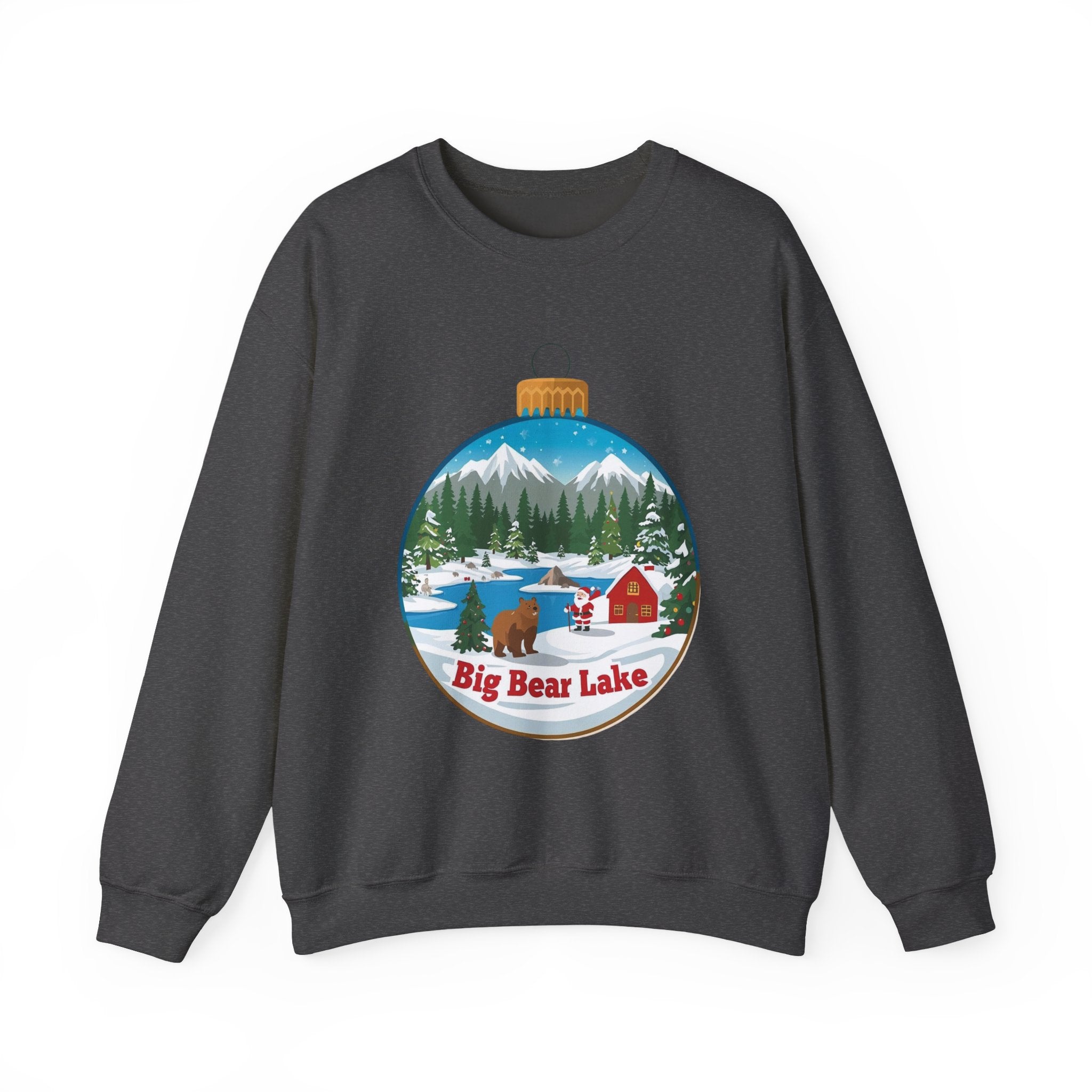 Big Bear Lake Christmas Sweatshirt – Santa Winter Ornament Cabin Crewneck | Cute Mountain Holiday Sweater | Santa & Bear Gift Shirt | Gildan 18000