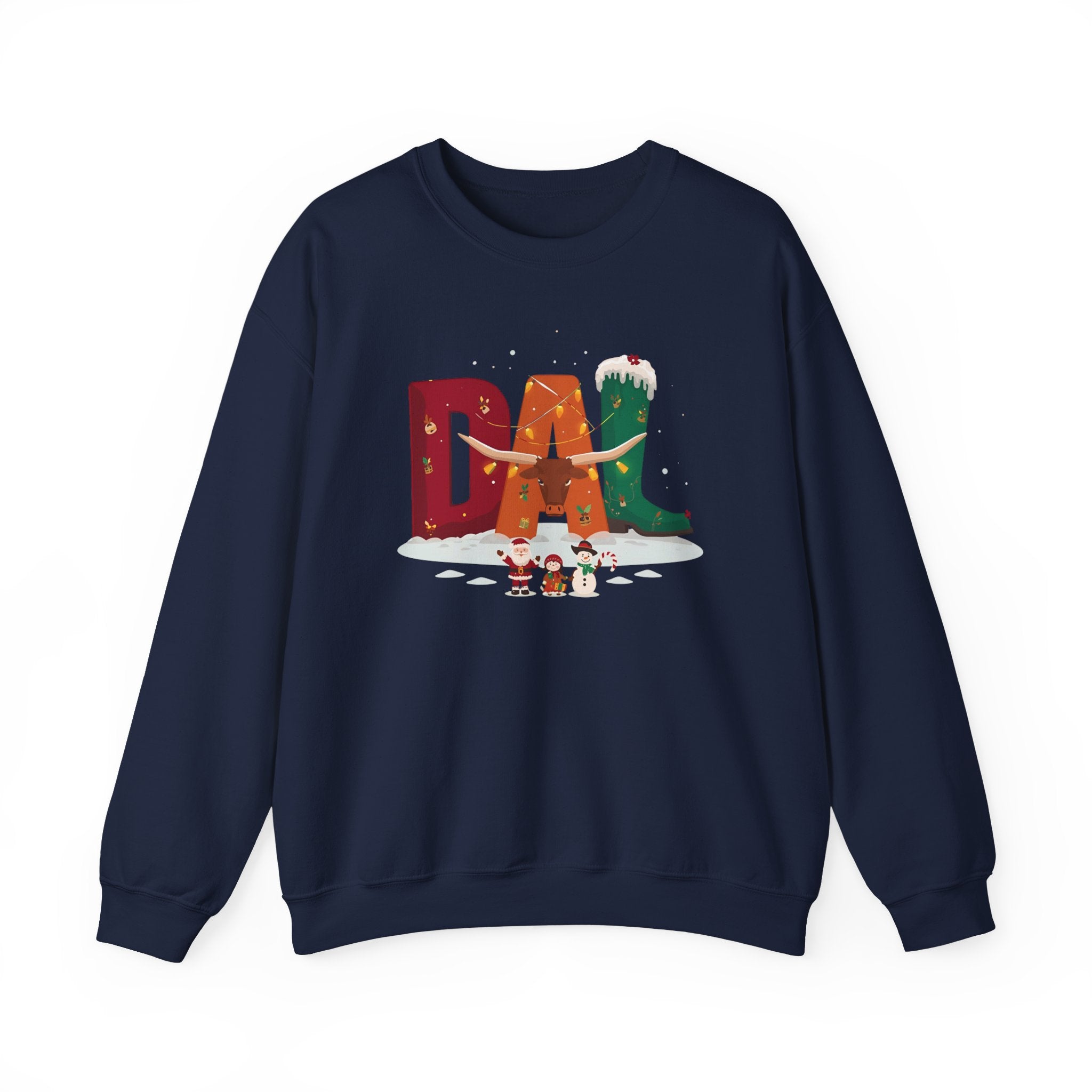 DAL Christmas Sweatshirt – Festive Holiday Letter Art Tee | Christmas Gift | Gildan 18000