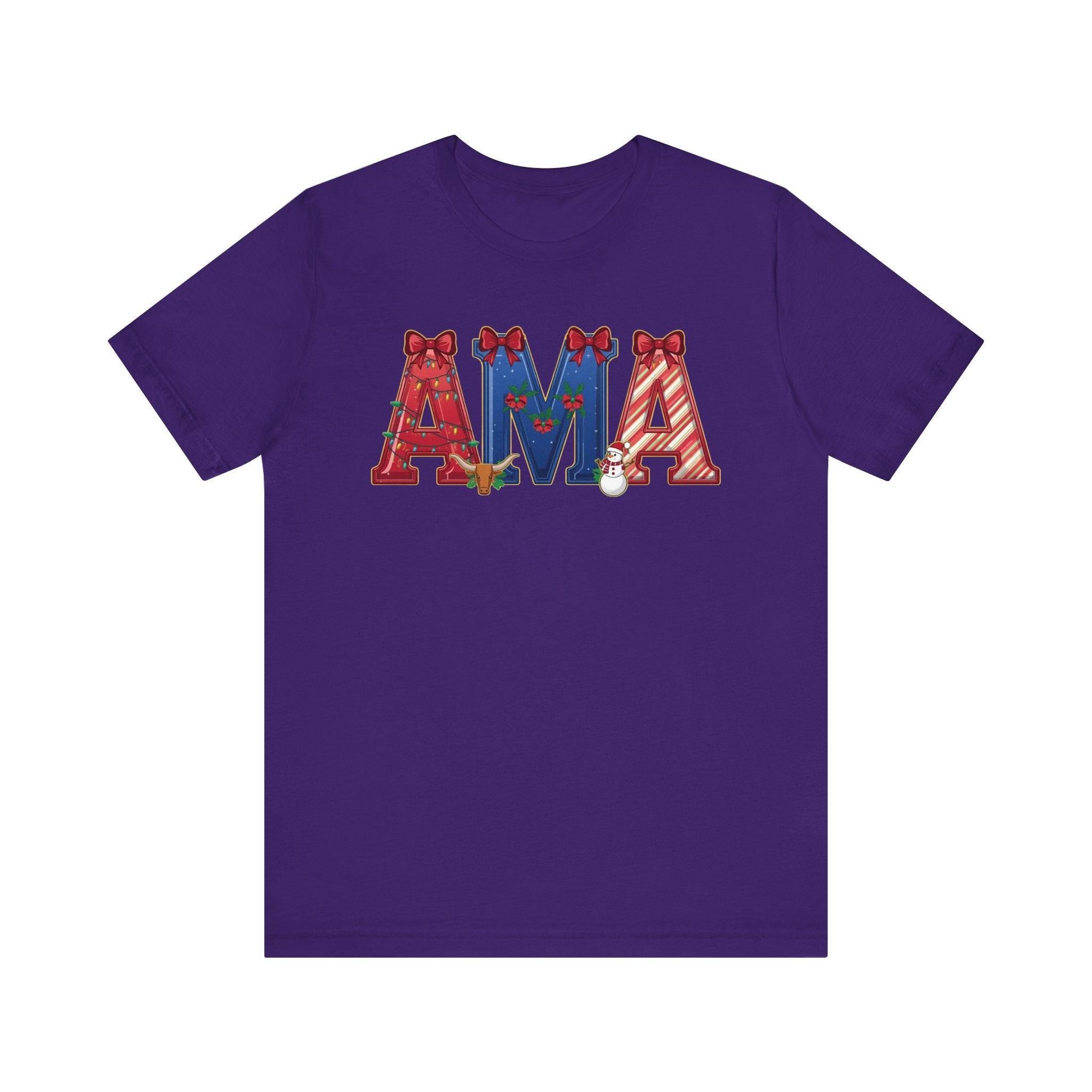 AMA Christmas Shirt – Festive Holiday Letter Art Tee | Christmas Gift | Bella Canvas 3001