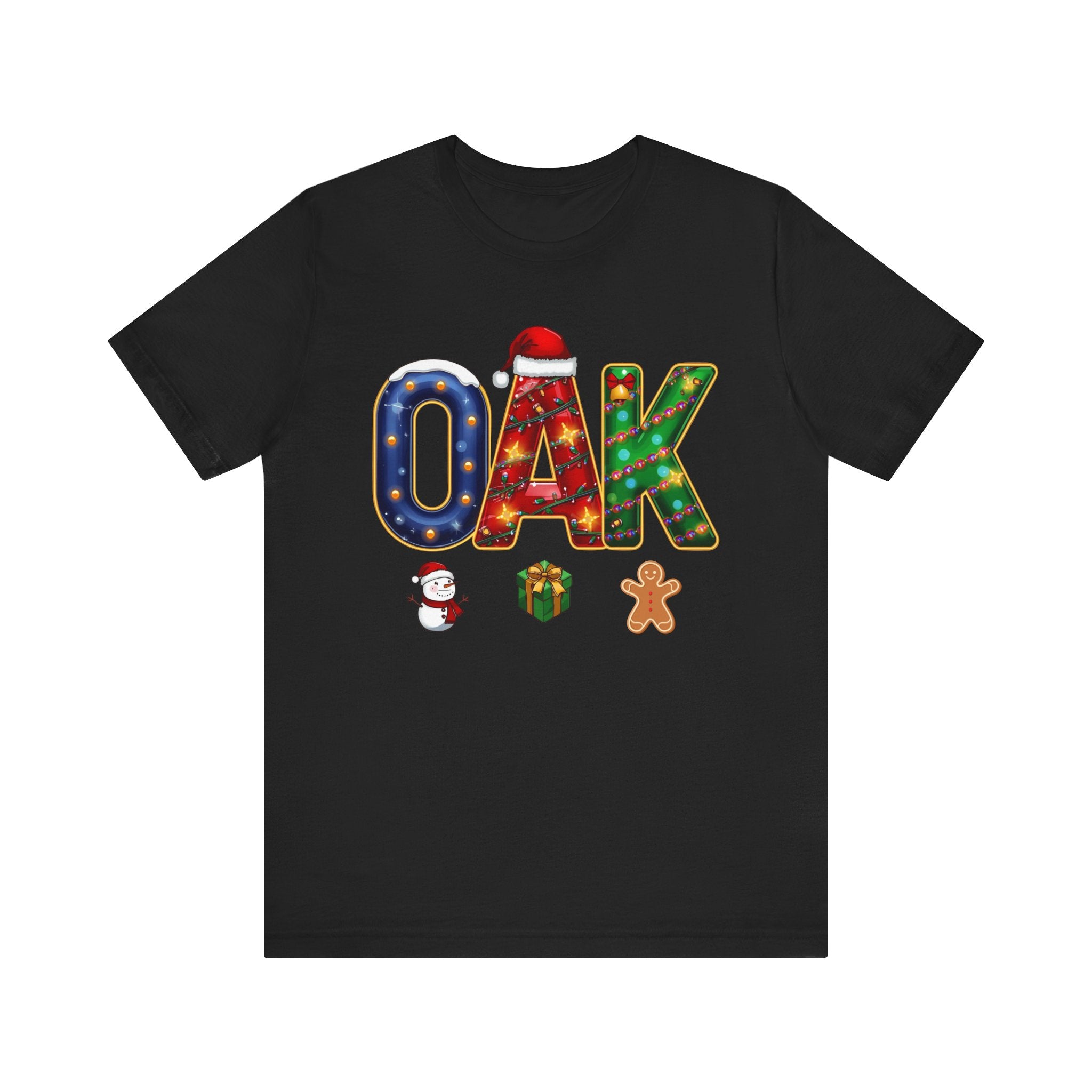 OAK Christmas Shirt – Festive Holiday Letter Art Tee | Christmas Gift | Bella Canvas 3001