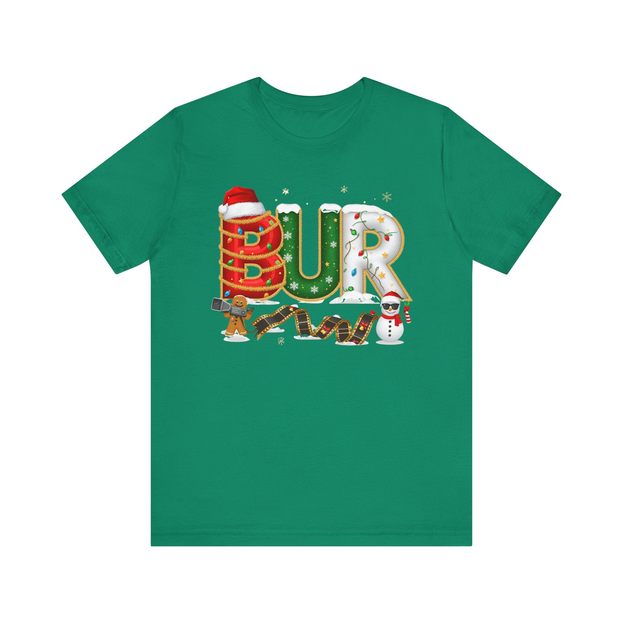 BUR Christmas Shirt – Festive Holiday Letter Art Tee | Christmas Gift | Bella Canvas 3001