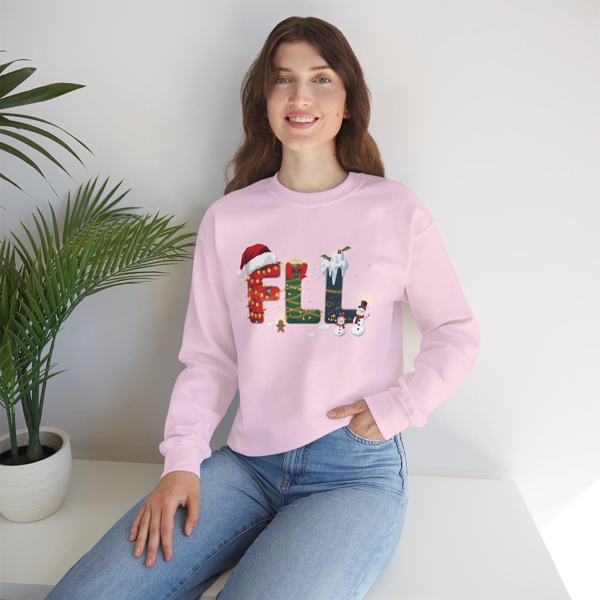 FLL Christmas Sweatshirt – Festive Holiday Letter Art Tee | Christmas Gift | Gildan 18000