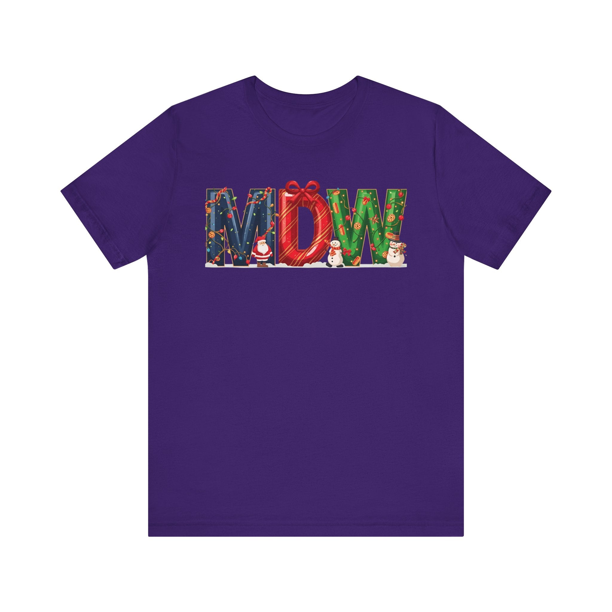 MDW Christmas Shirt – Festive Holiday Letter Art Tee | Winter Travel Gift | Bella Canvas 3001