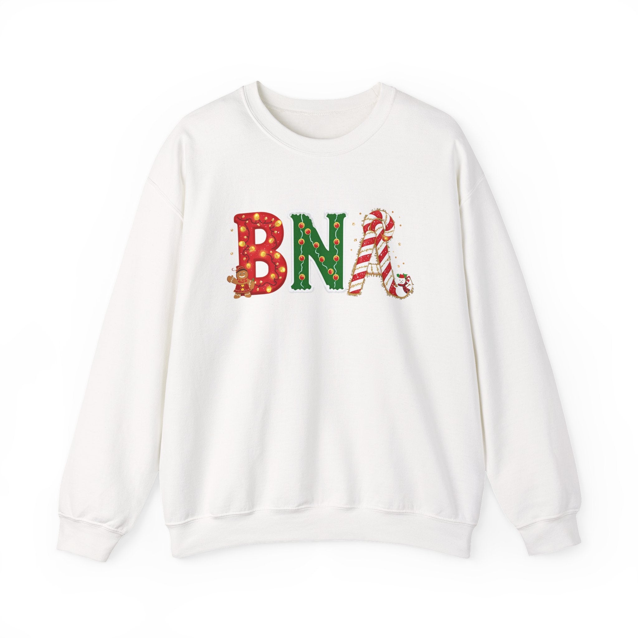 BNA Christmas Sweatshirt – Festive Holiday Letter Art Tee | Christmas Gift | Gildan 18000