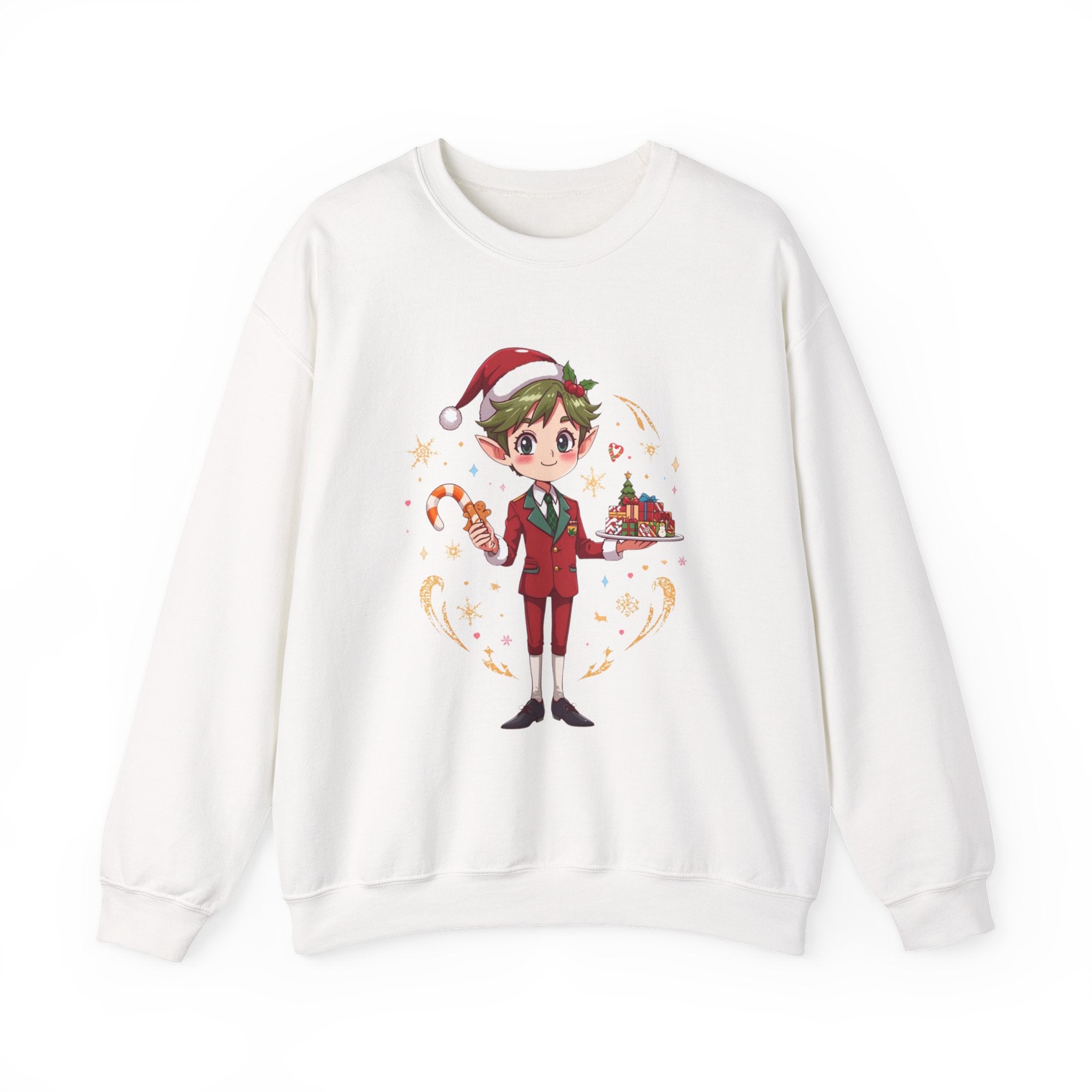 Christmas Cabin  Elf Crewneck Sweatshirt – Cute Holiday Candy Cane Design
