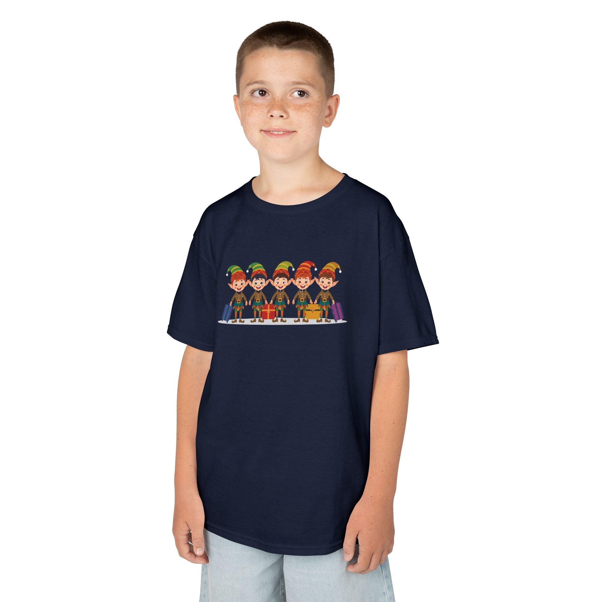 Kids Christmas Elves Travel Shirt — Cute Holiday Elf T-Shirt | Gildan 5000B