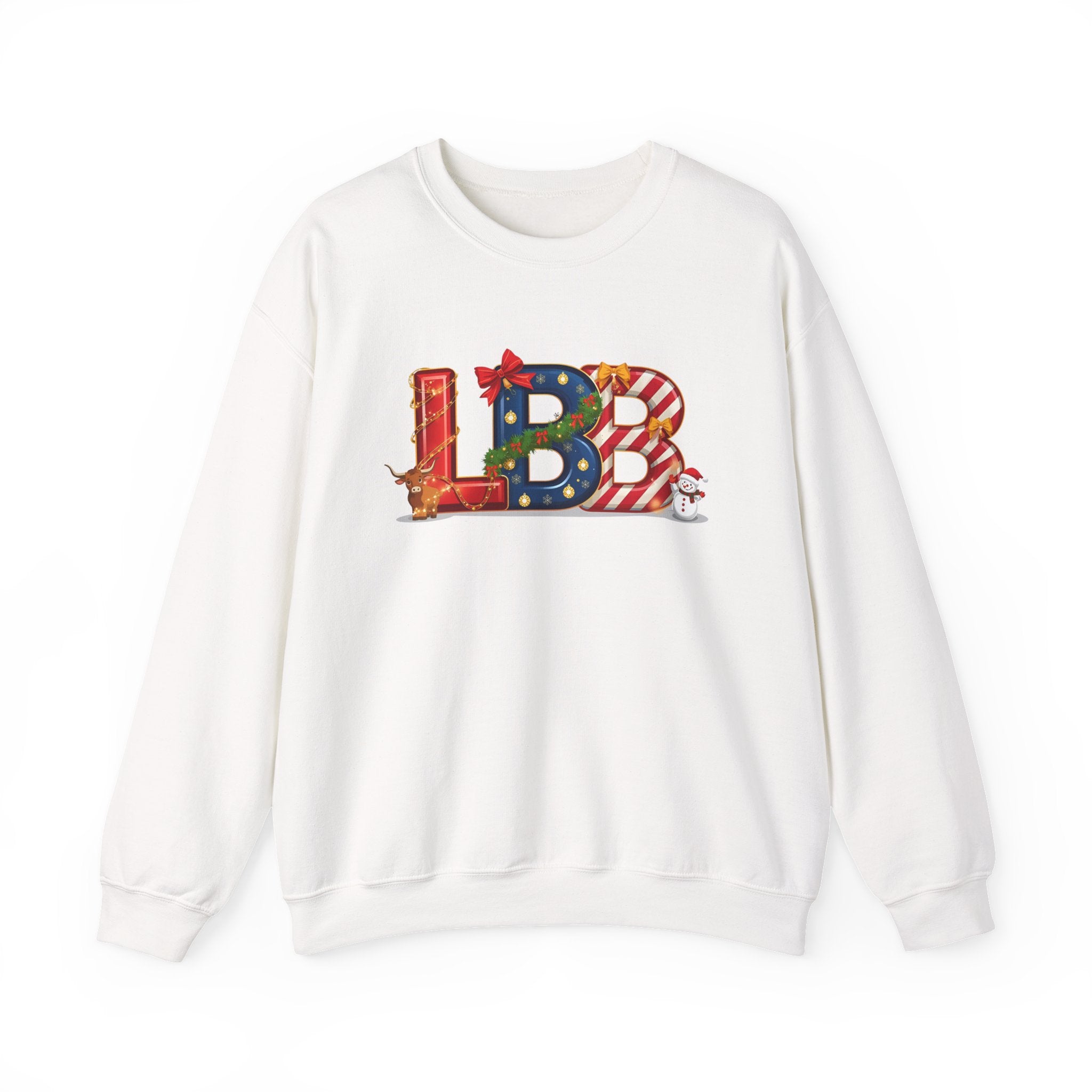 LBB Christmas Sweatshirt – Festive Holiday Letter Art Tee | Christmas Gift | Gildan 18000