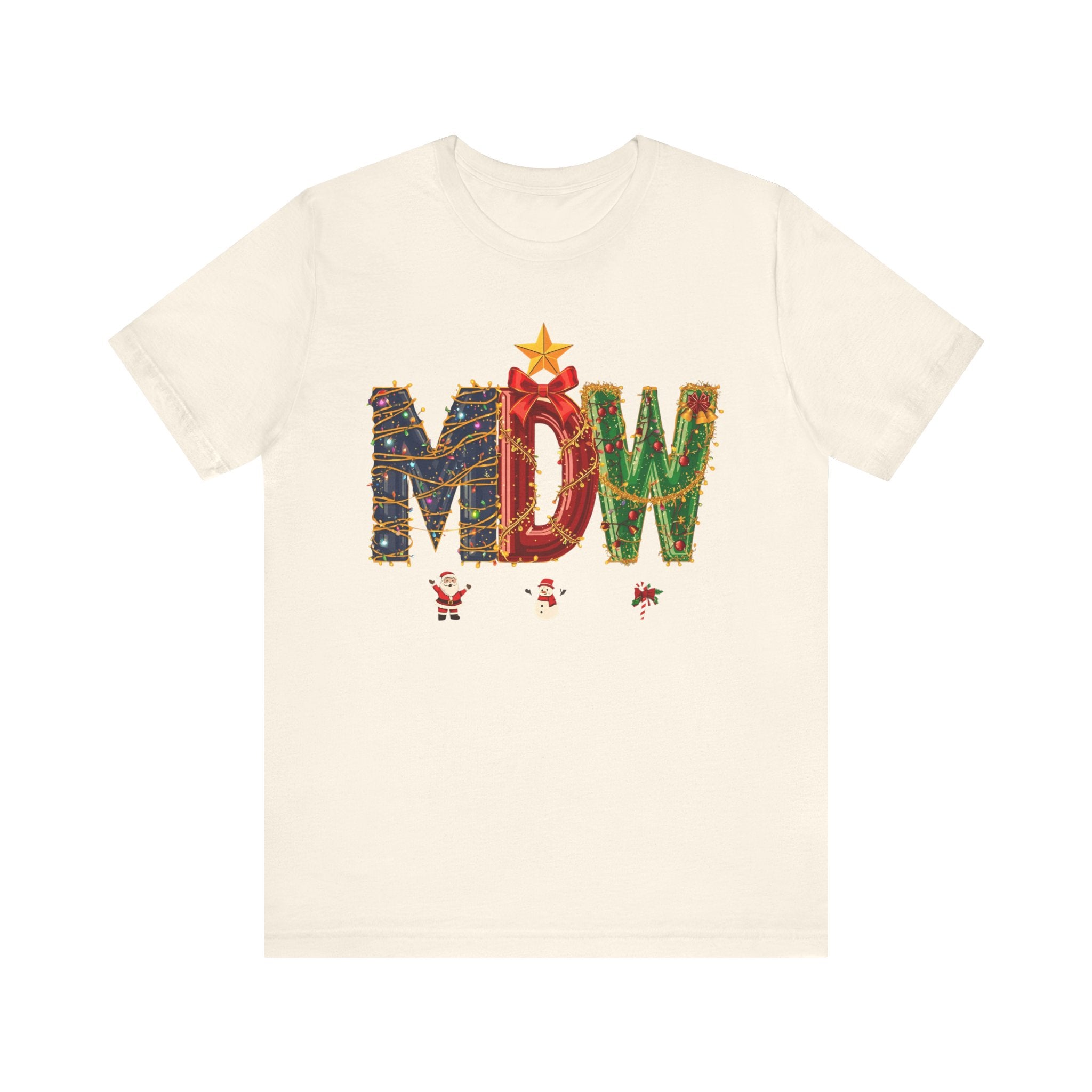 MDW Christmas Shirt – Festive Holiday Letter Art Tee | Christmas Gift | Bella Canvas 3001