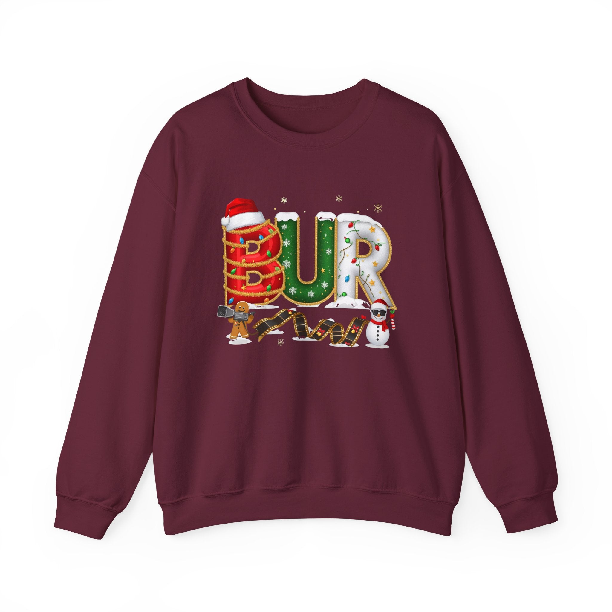 BUR Christmas Sweatshirt – Festive Holiday Letter Art Tee | Christmas Gift | Gildan 18000