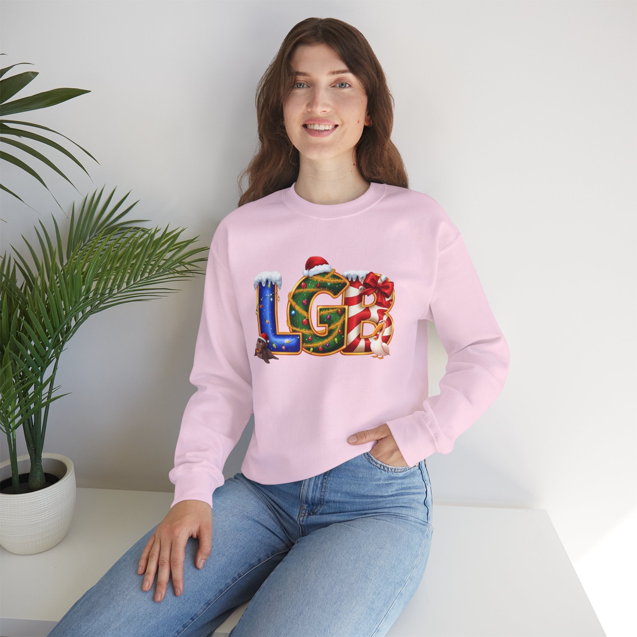 LGB Christmas Sweatshirt – Festive Holiday Letter Art Tee | Christmas Gift | Gildan 18000