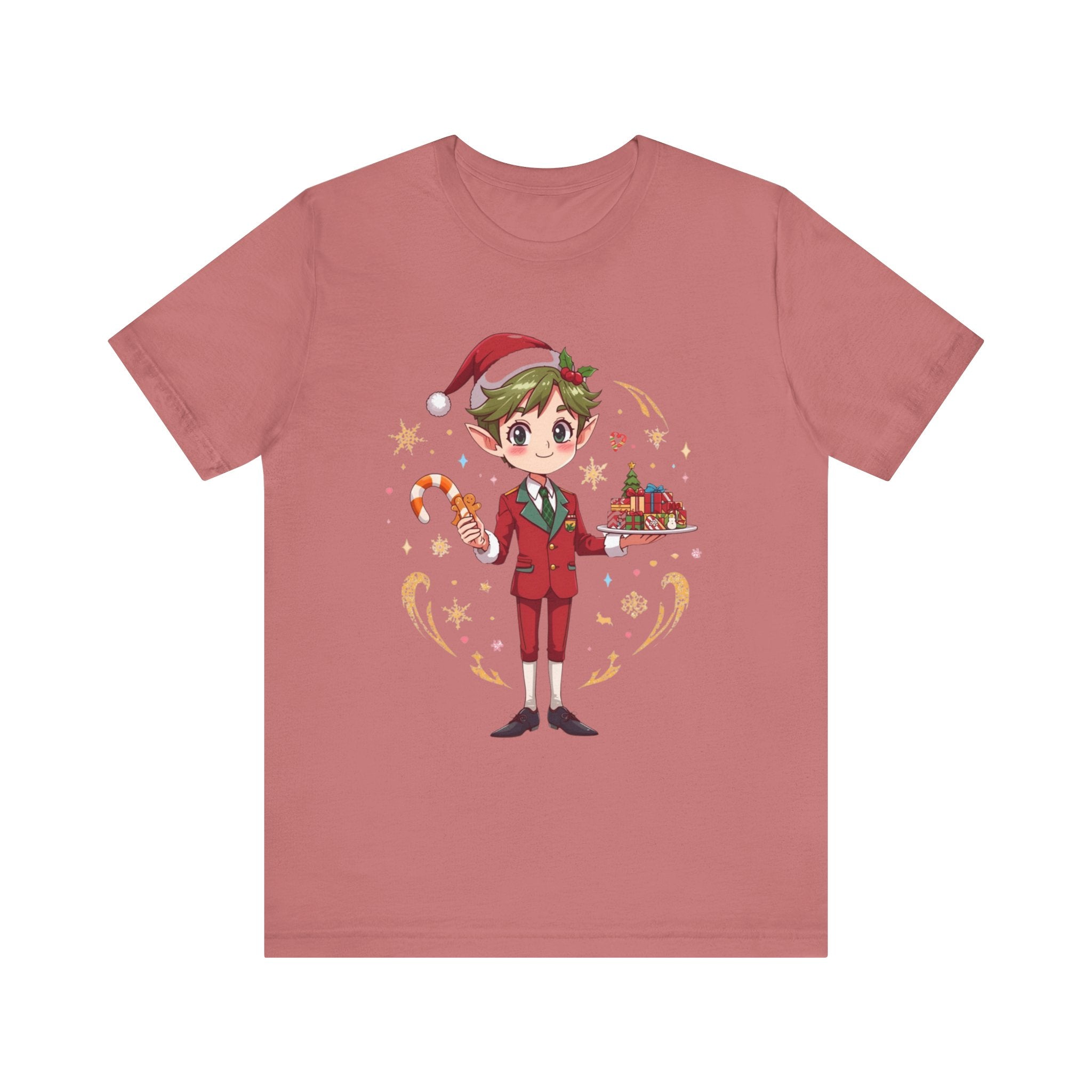 Christmas Cabin Elf Tee — Cute Candy Cane & Holiday Village Graphic Shirt