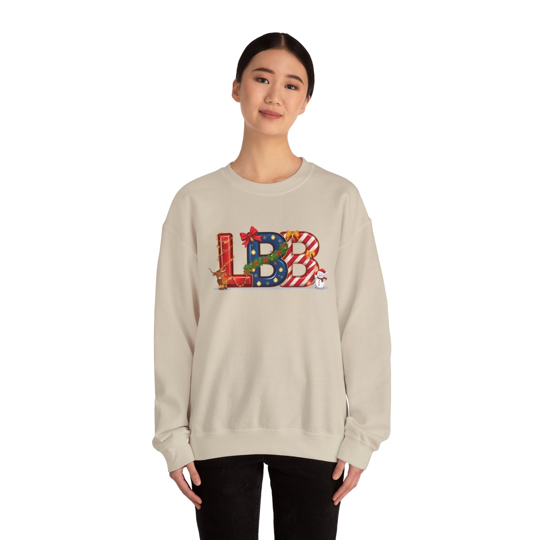 LBB Christmas Sweatshirt – Festive Holiday Letter Art Tee | Christmas Gift | Gildan 18000