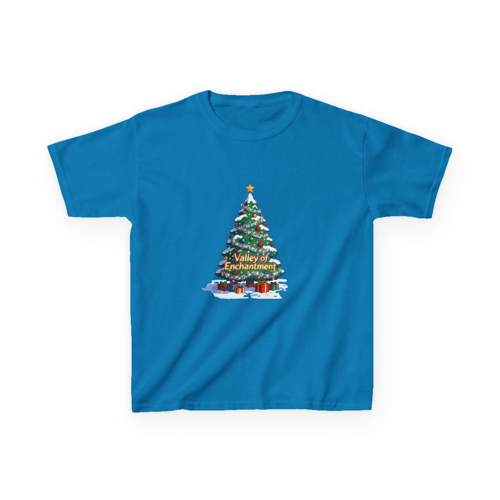 Valley of Enchantment Christmas Kids Shirt – Cute Holiday Tree Gift Tee | Mountain Town Christmas Gift for Kids | Gildan 5000B