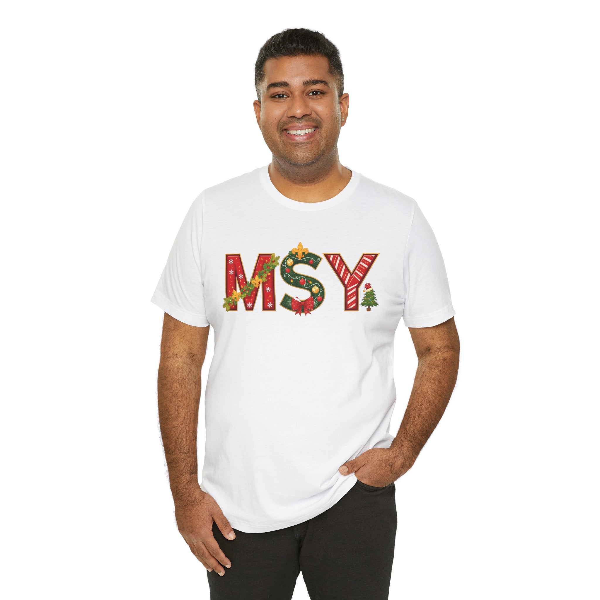 MSY Christmas Shirt – Festive Letter Art Tee | Christmas Gift | Bella Canvas 3001