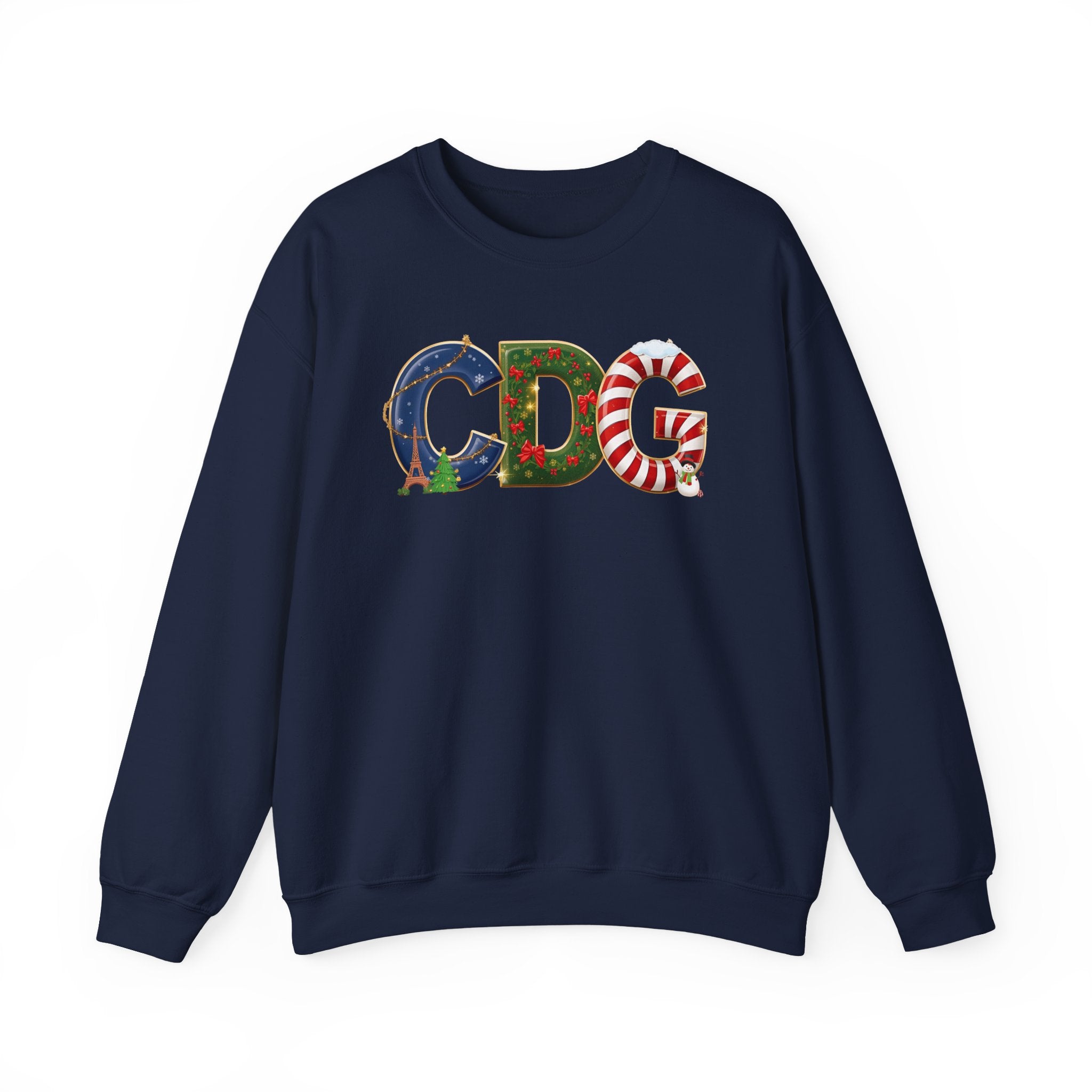 CDG Christmas Sweatshirt – Festive Holiday Letter Art Tee | Christmas Gift | Gildan 18000