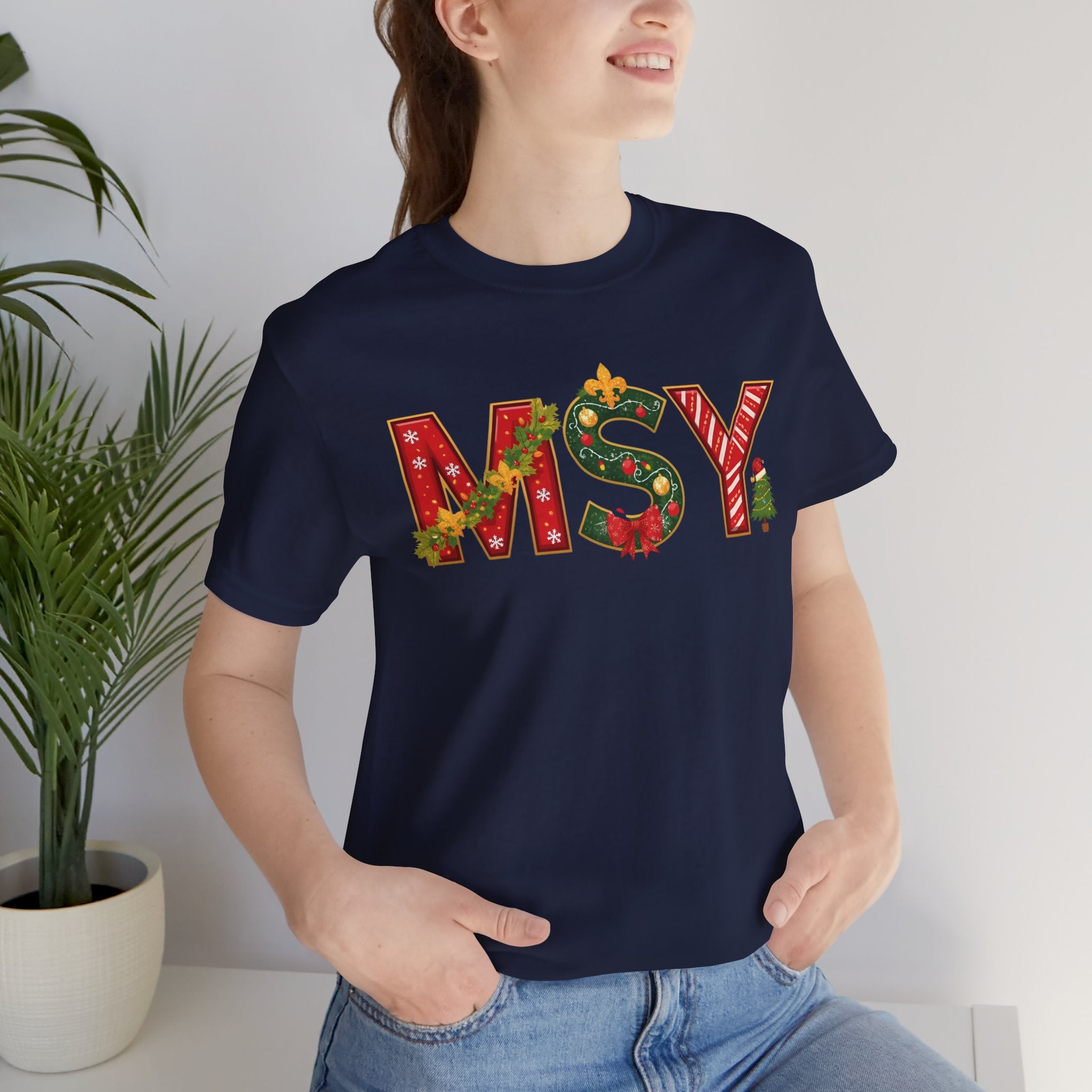 MSY Christmas Shirt – Festive Letter Art Tee | Christmas Gift | Bella Canvas 3001