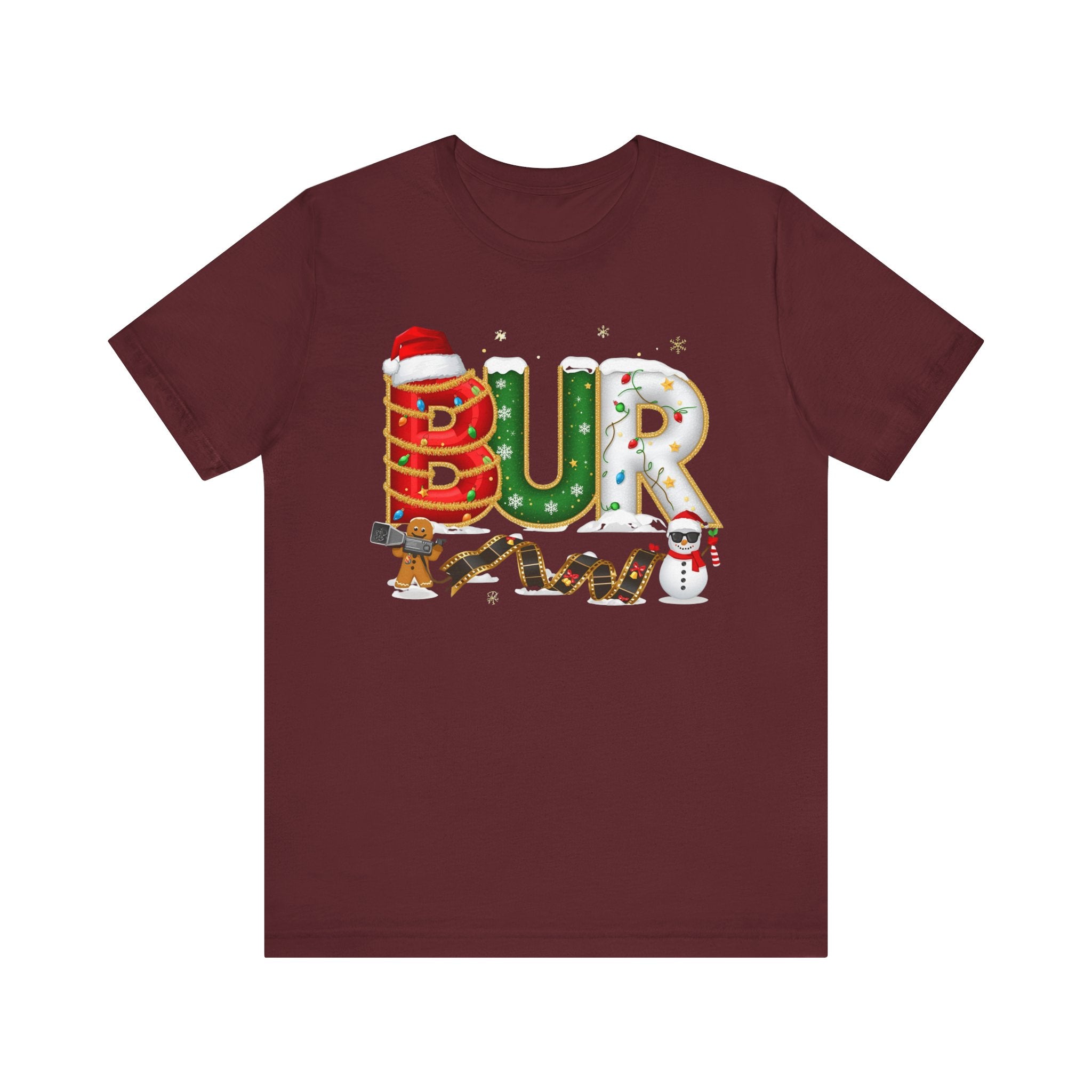 BUR Christmas Shirt – Festive Holiday Letter Art Tee | Christmas Gift | Bella Canvas 3001
