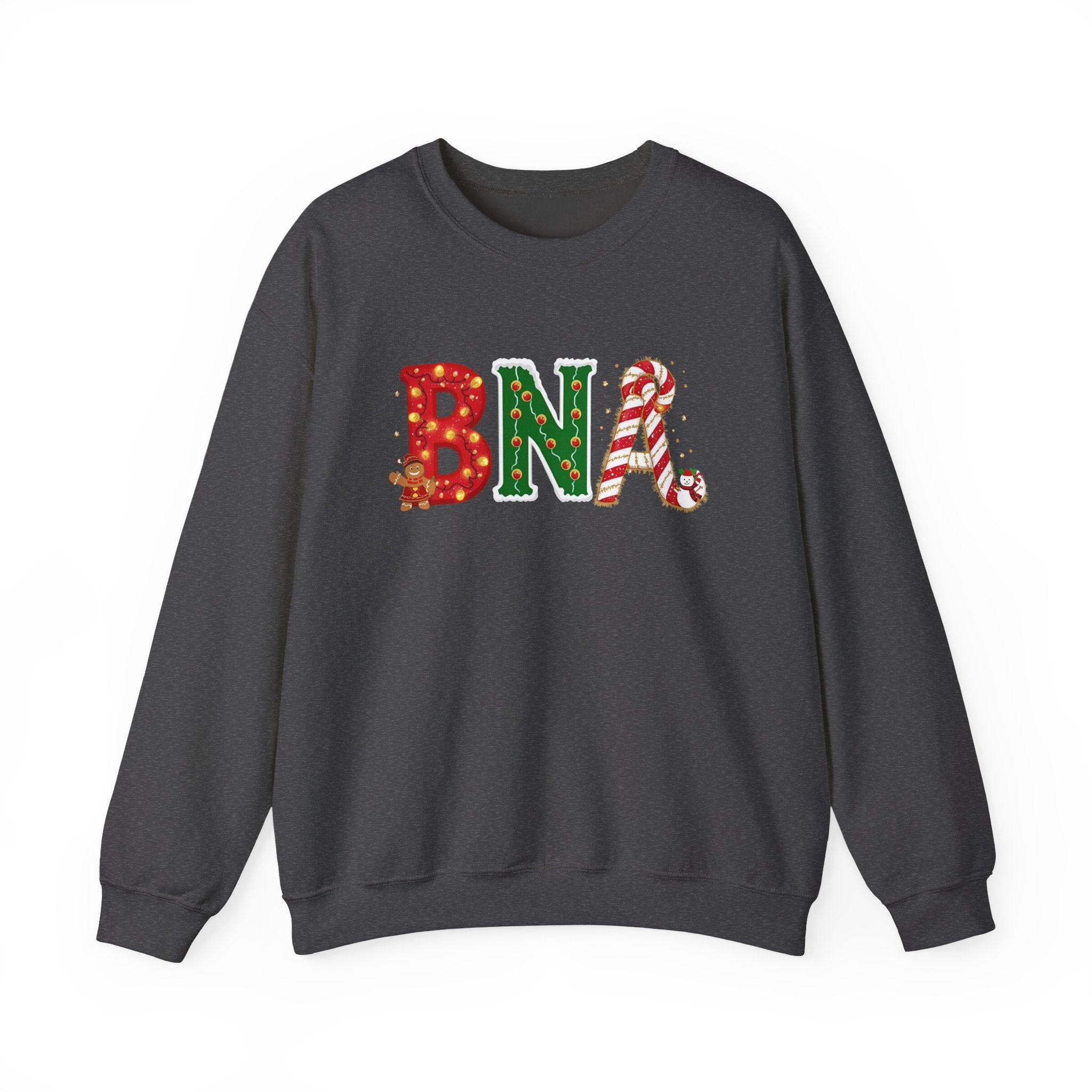 BNA Christmas Sweatshirt – Festive Holiday Letter Art Tee | Christmas Gift | Gildan 18000