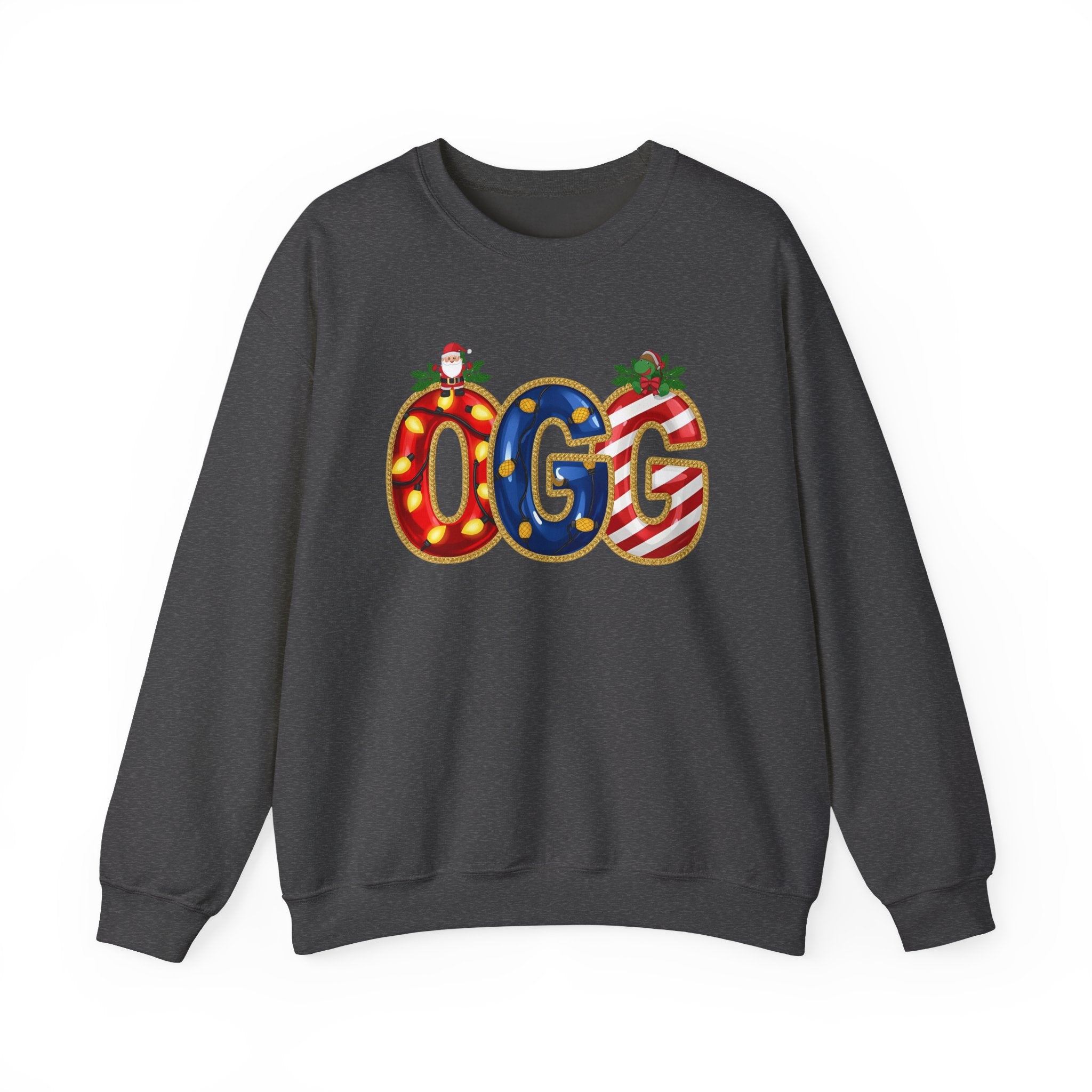 OGG Christmas Sweatshirt – Festive Holiday Letter Art Crewneck | Winter Travel Gift | Gildan 18000