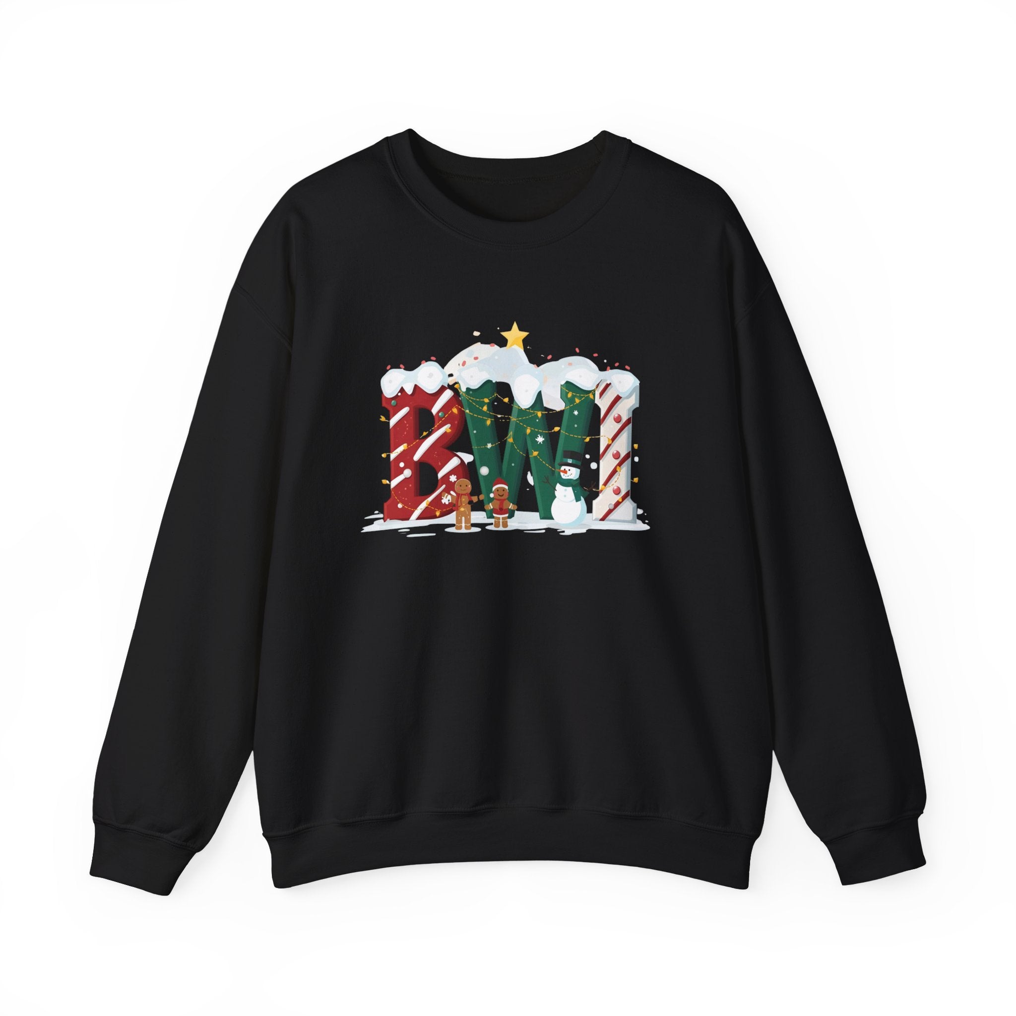 BWI Christmas Sweatshirt – Festive Holiday Letter Art Tee | Christmas Gift | Gildan 18000