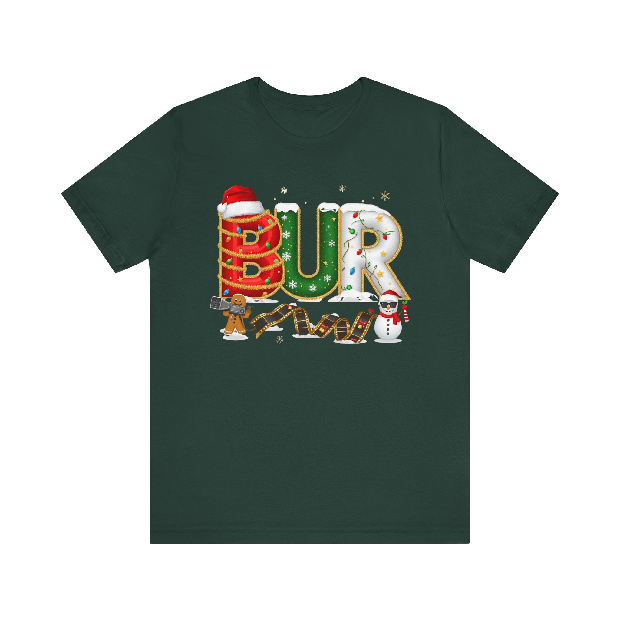 BUR Christmas Shirt – Festive Holiday Letter Art Tee | Christmas Gift | Bella Canvas 3001