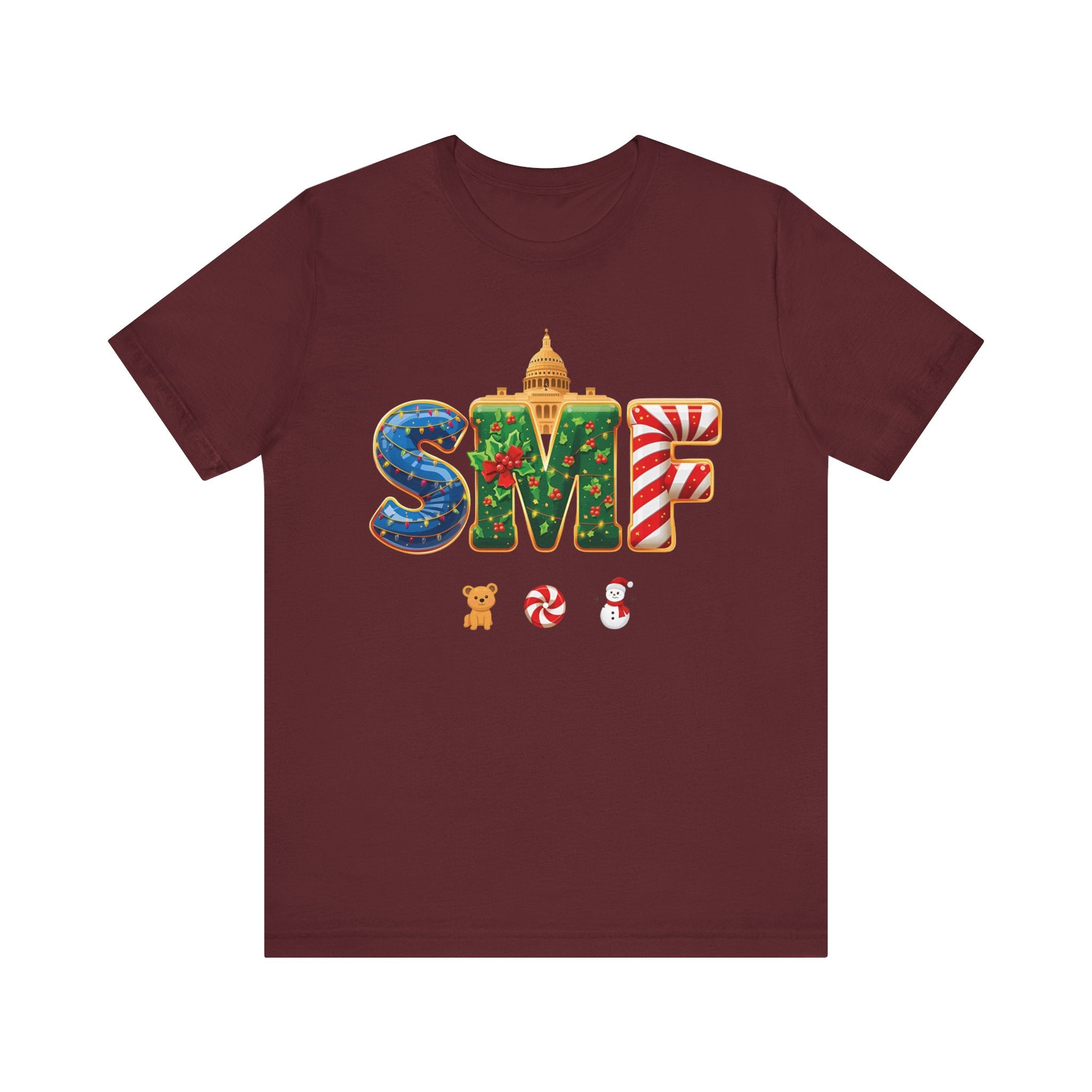 SMF Christmas Shirt – Festive Holiday Letters Tee | Christmas Gift | Bella Canvas 3001