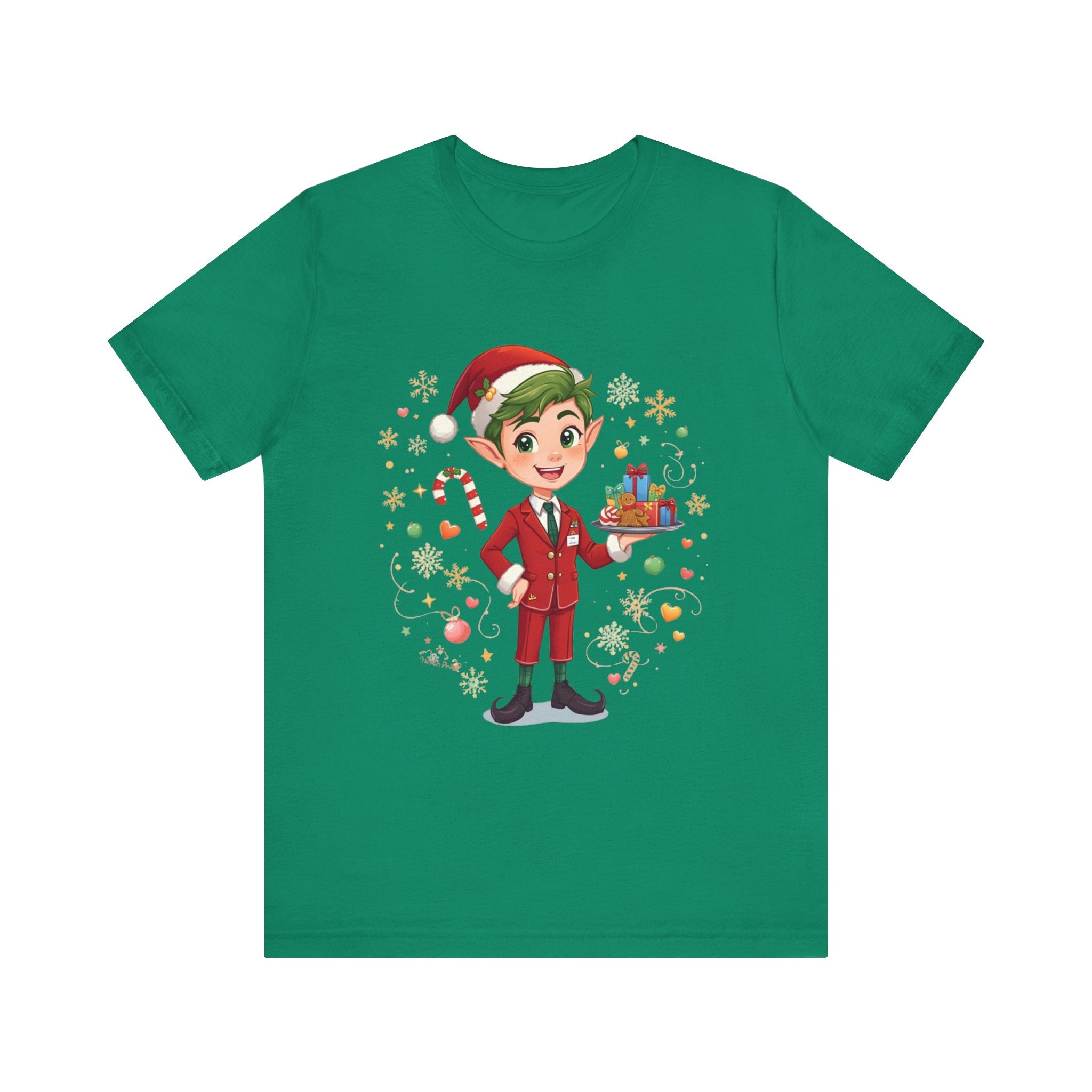 Christmas Cabin Elf Tee— Cute Holiday Elf with Presents
