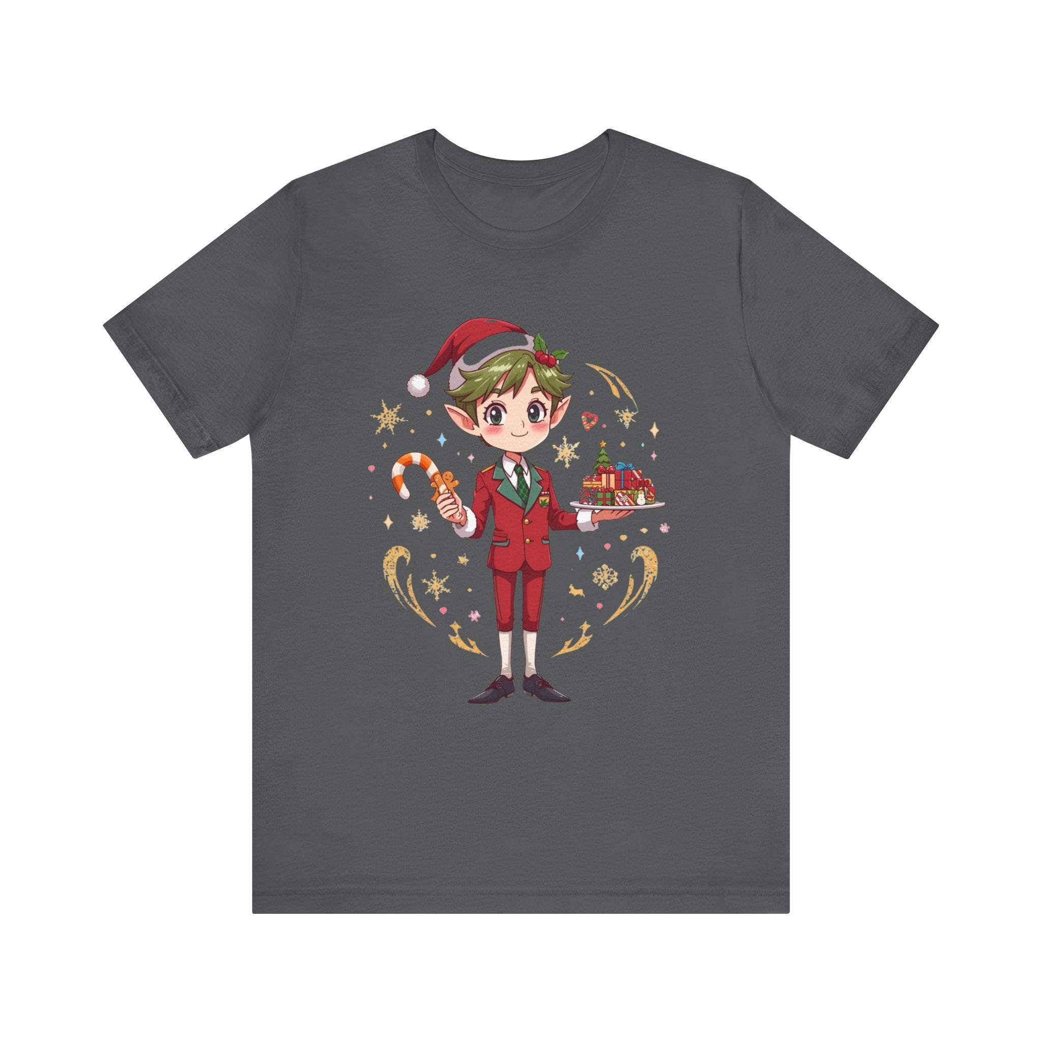 Christmas Cabin Elf Tee — Cute Candy Cane & Holiday Village Graphic Shirt
