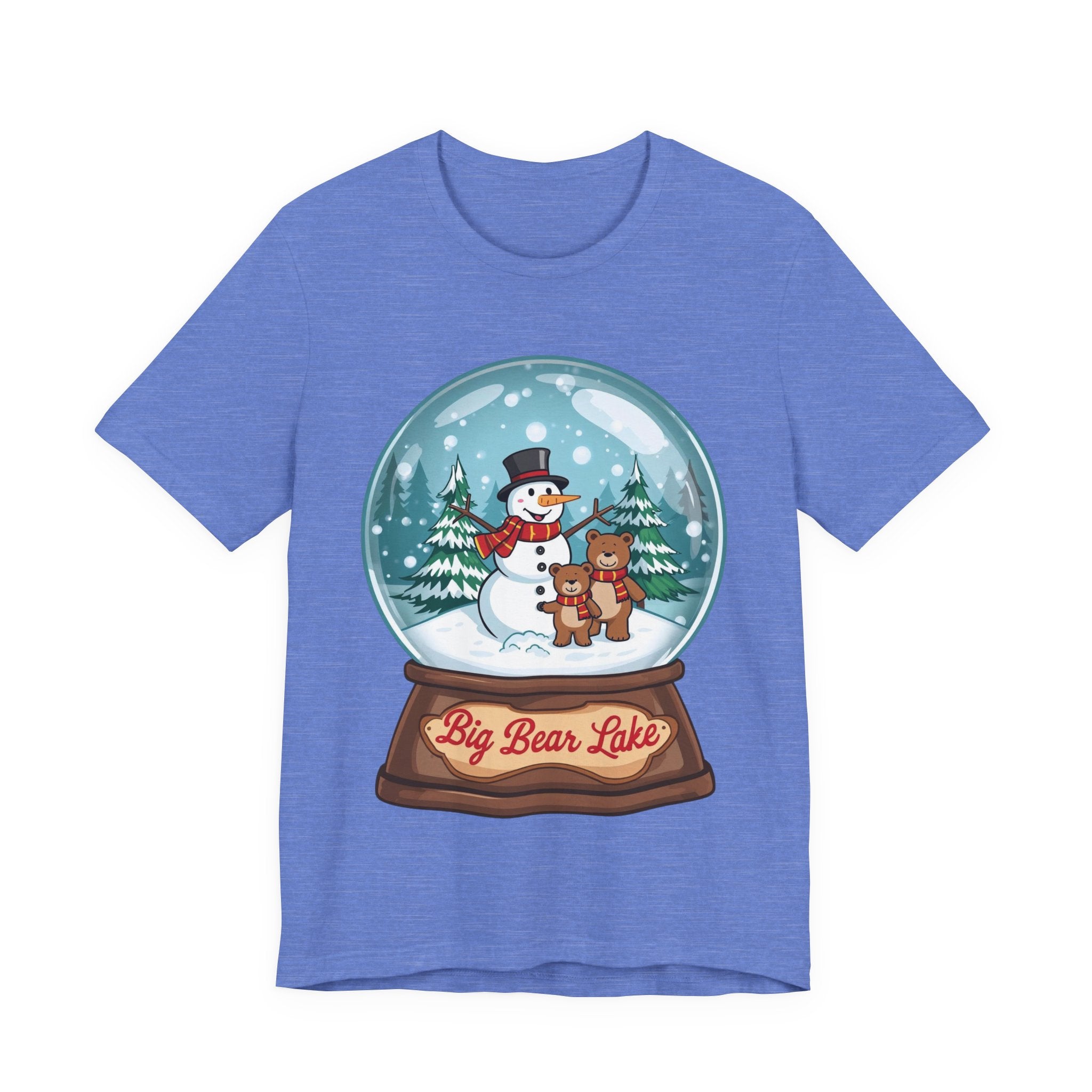 Big Bear Lake Snow Globe Christmas Shirt – Cute Winter Snowman & Bears Tee | Holiday Mountain Shirt | California Xmas Souvenir | Bella Canvas 3001