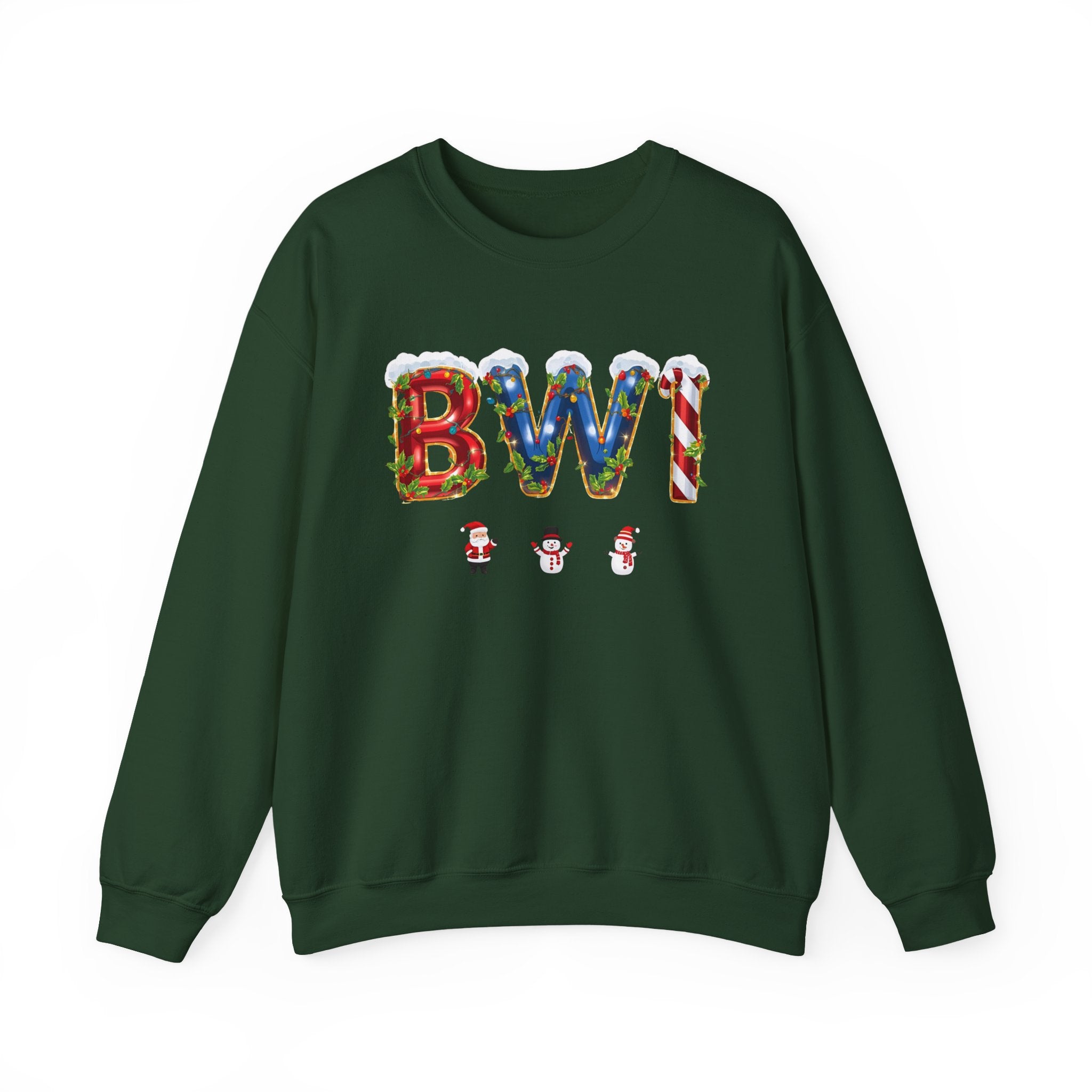 BWI Christmas Sweatshirt – Festive Holiday Letter Art Tee | Christmas Gift | Gildan 18000
