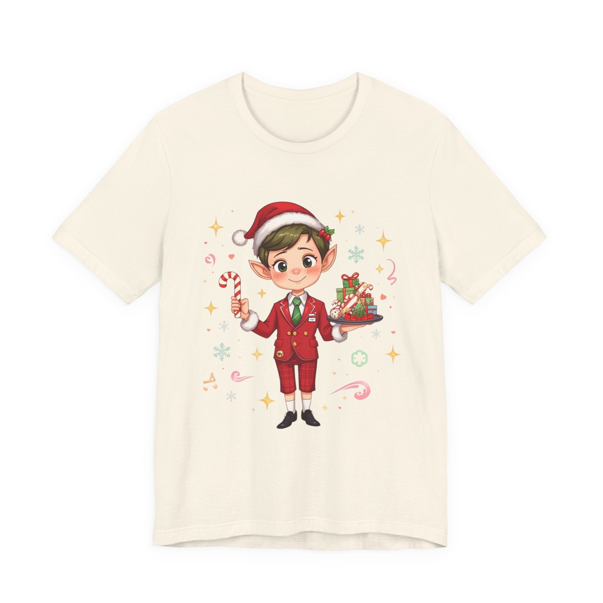 Christmas Elf Cabin crew— Cute Holiday Elf with Candy Cane & Gifts