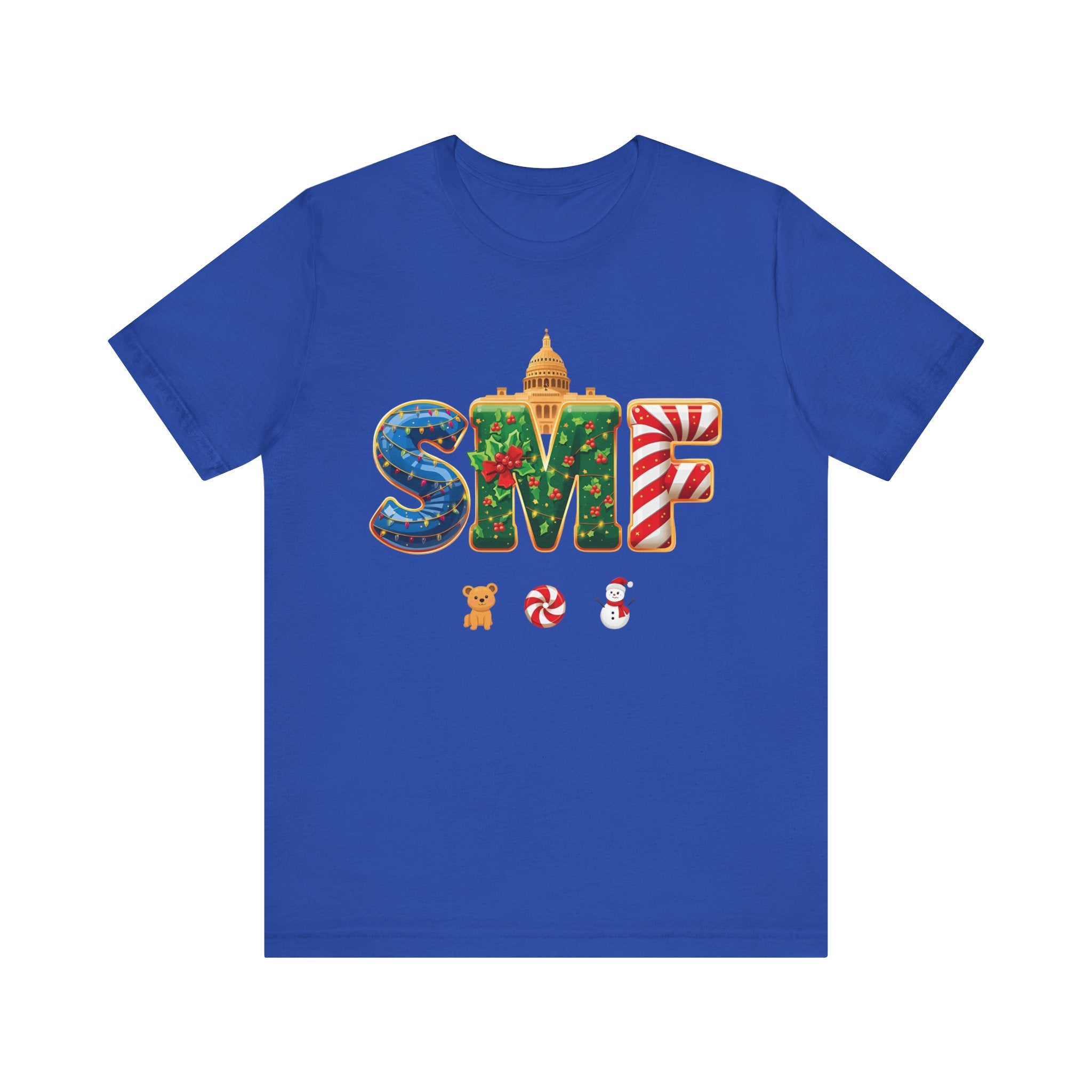 SMF Christmas Shirt – Festive Holiday Letters Tee | Christmas Gift | Bella Canvas 3001
