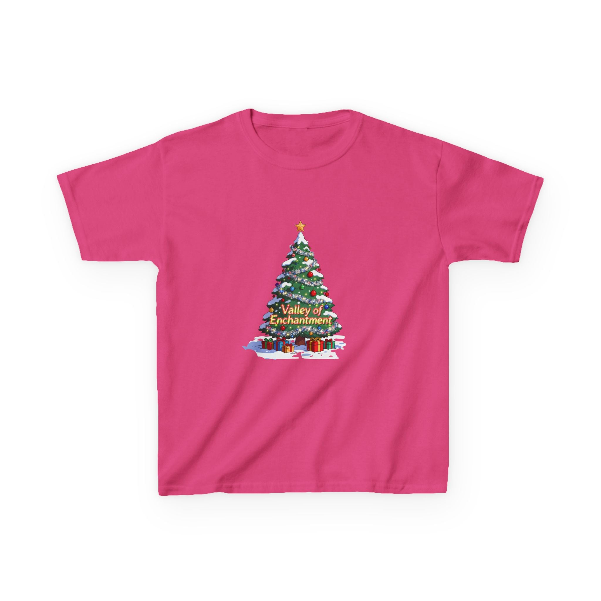 Valley of Enchantment Christmas Kids Shirt – Cute Holiday Tree Gift Tee | Mountain Town Christmas Gift for Kids | Gildan 5000B