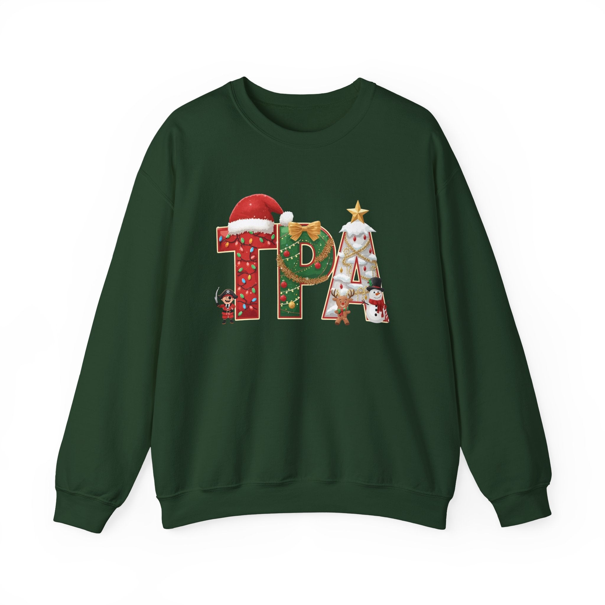 TPA Christmas Sweatshirt – Festive Holiday Letter Art Crewneck | Winter Travel Gift | Gildan 18000