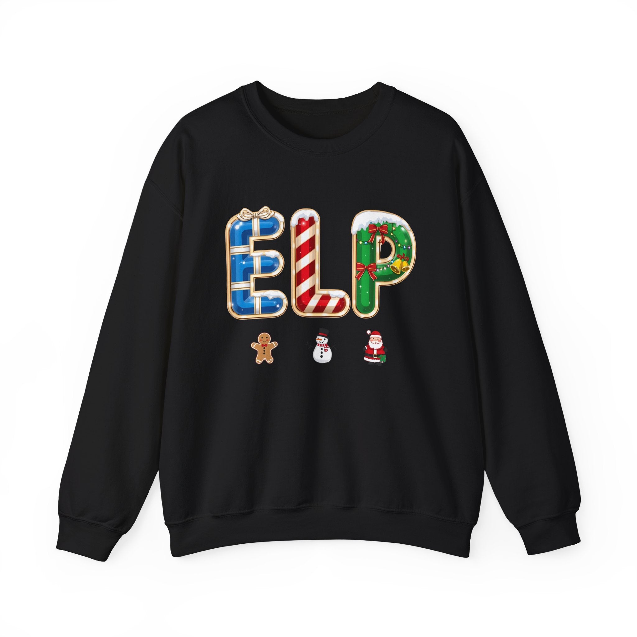ELP Christmas Sweatshirt – Festive Holiday Letter Art Tee | Christmas Gift | Gildan 18000