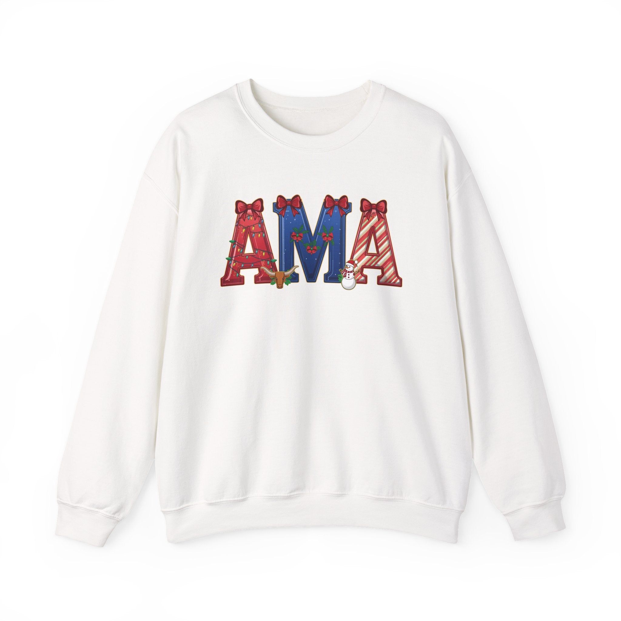 AMA Christmas Sweatshirt – Festive Holiday Airport Code Crewneck | Winter Travel Gift | Gildan 18000