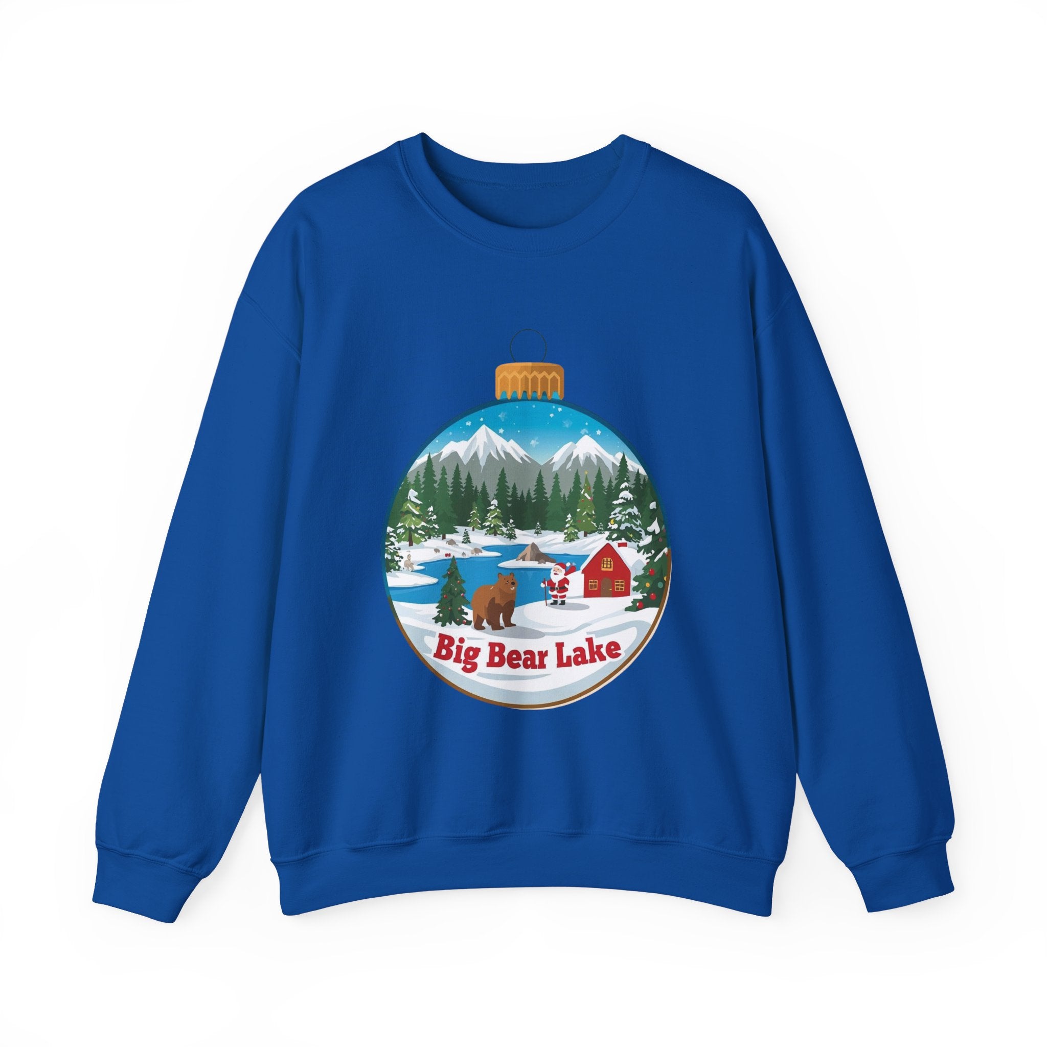 Big Bear Lake Christmas Sweatshirt – Santa Winter Ornament Cabin Crewneck | Cute Mountain Holiday Sweater | Santa & Bear Gift Shirt | Gildan 18000