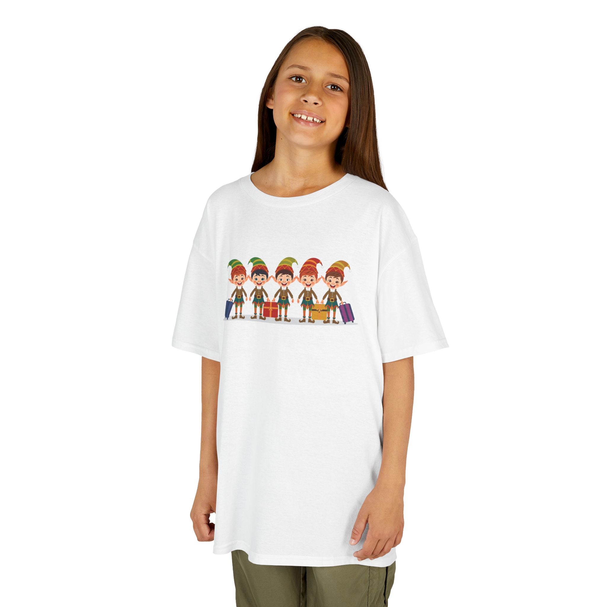 Kids Christmas Elves Travel Shirt — Cute Holiday Elf T-Shirt | Gildan 5000B