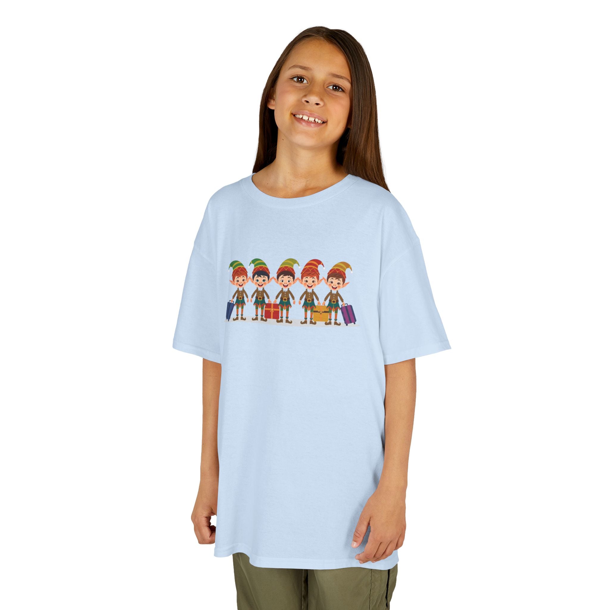 Kids Christmas Elves Travel Shirt — Cute Holiday Elf T-Shirt | Gildan 5000B