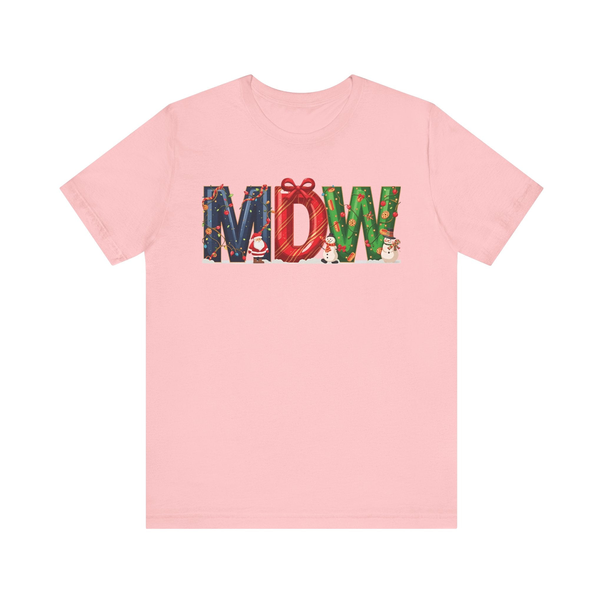 MDW Christmas Shirt – Festive Holiday Letter Art Tee | Winter Travel Gift | Bella Canvas 3001