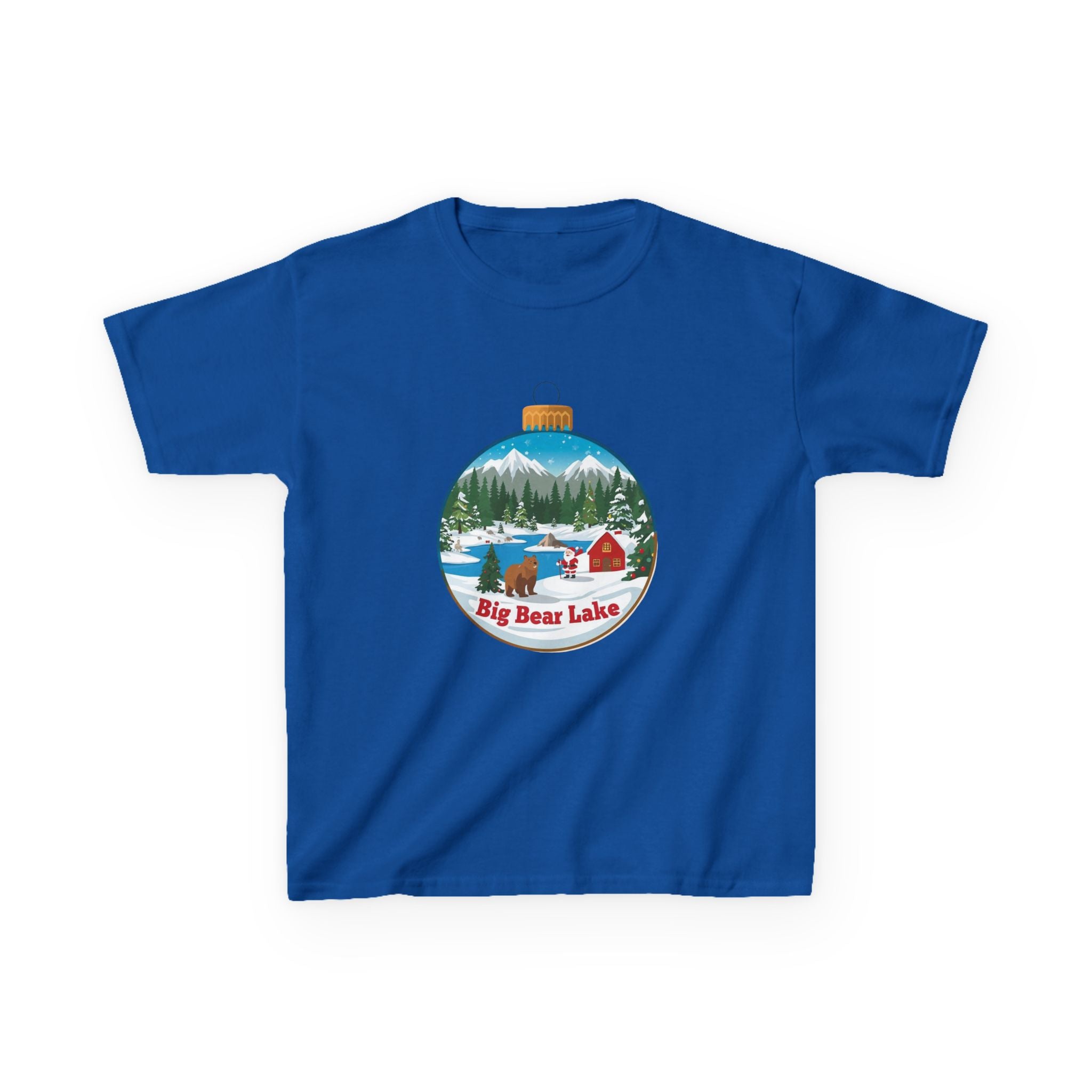 Kids Big Bear Lake Christmas Shirt – Santa Winter Ornament Cabin Tee | Cute Mountain Holiday Shirt | Santa & Bear Gift Tee | Gildan 5000B