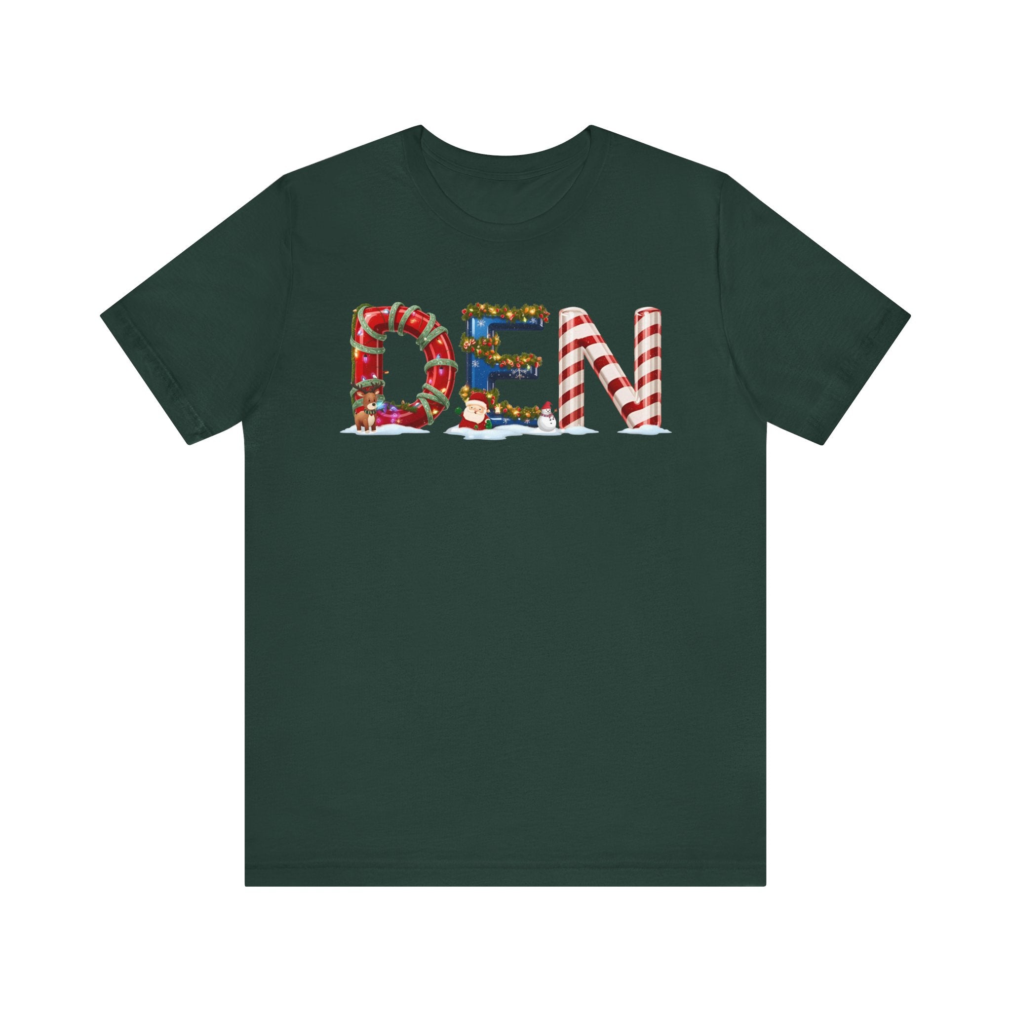 DEN Christmas Shirt – Festive Holiday Letter Art Tee | Christmas Gift | Bella Canvas 3001