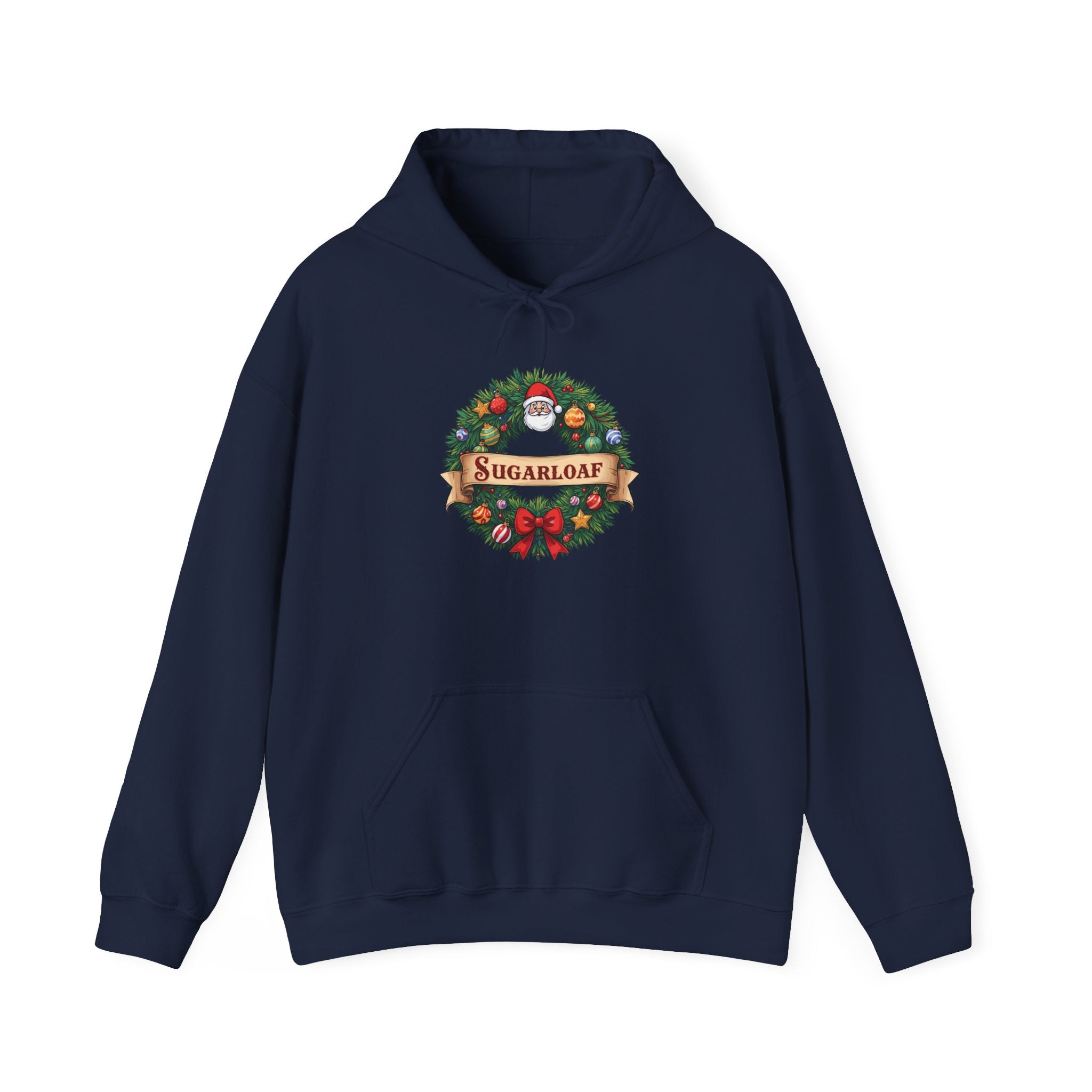 Sugarloaf Christmas Shirt – Festive Santa Wreath & Ornaments Tee | Mountain Town Christmas Gift | Gildan 18500