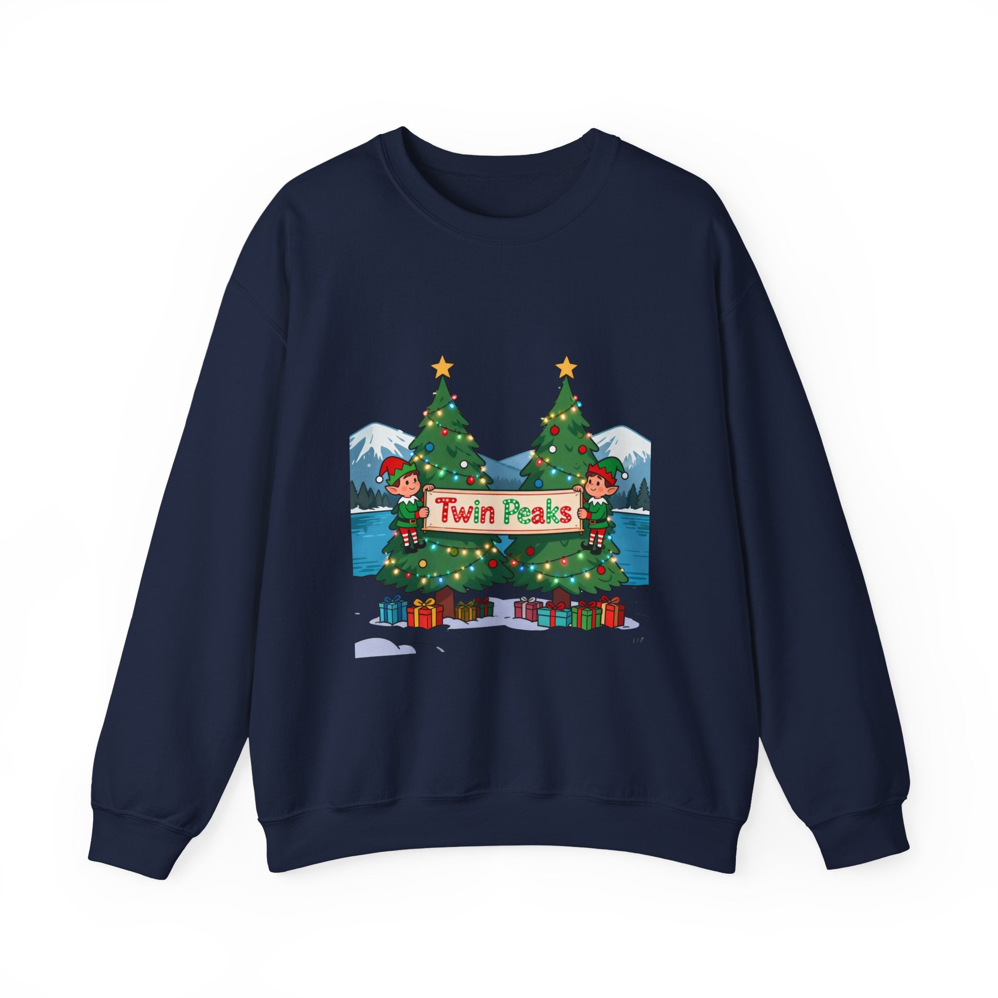 Twin Peaks Christmas Sweatshirt – Elves and Christmas Trees Crewneck | Mountain Town Christmas Gift | Gildan 18000